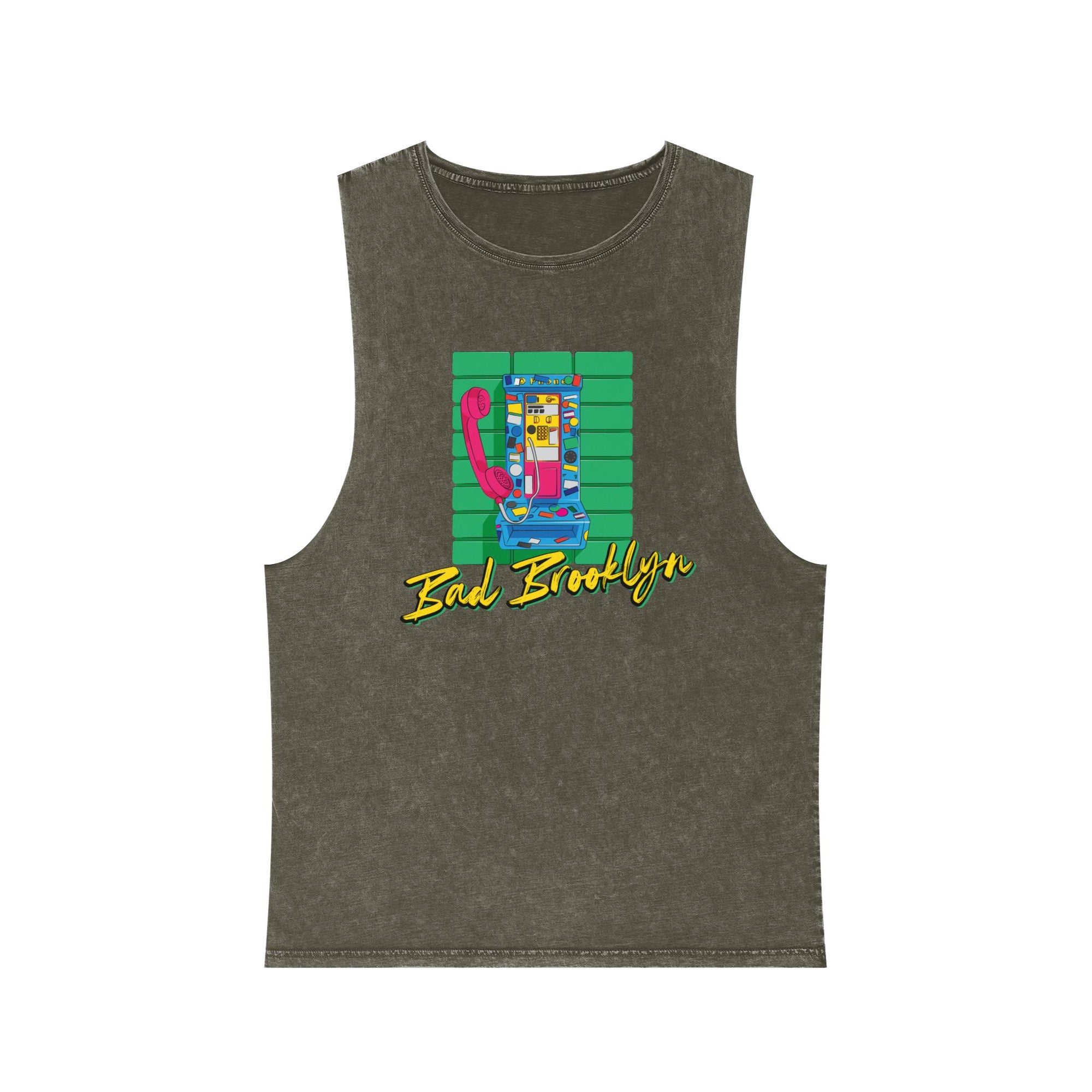 BadBrooklyn Retro Payphone Stonewash Tank