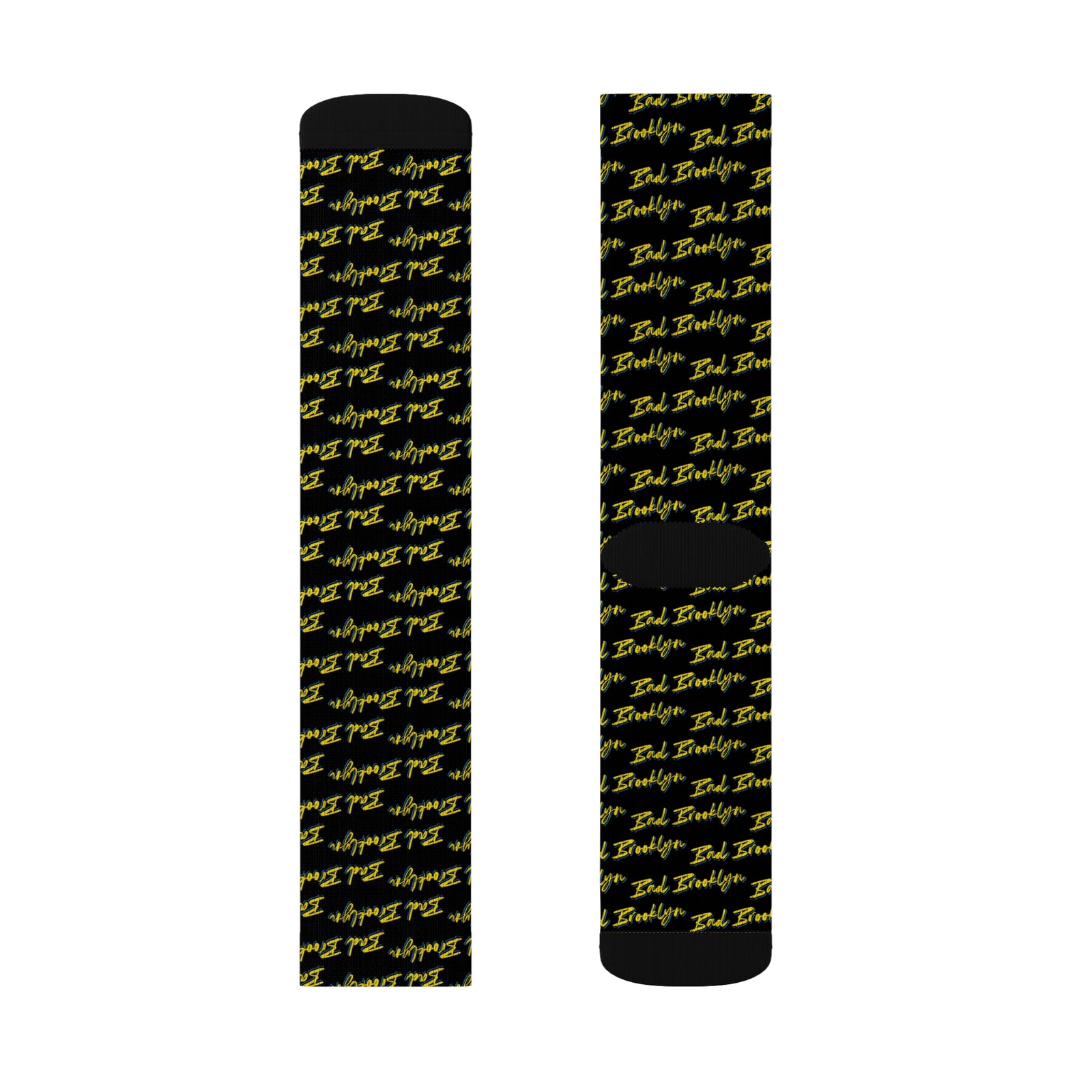 BadBrooklyn Gold Classic Sublimation Black Socks