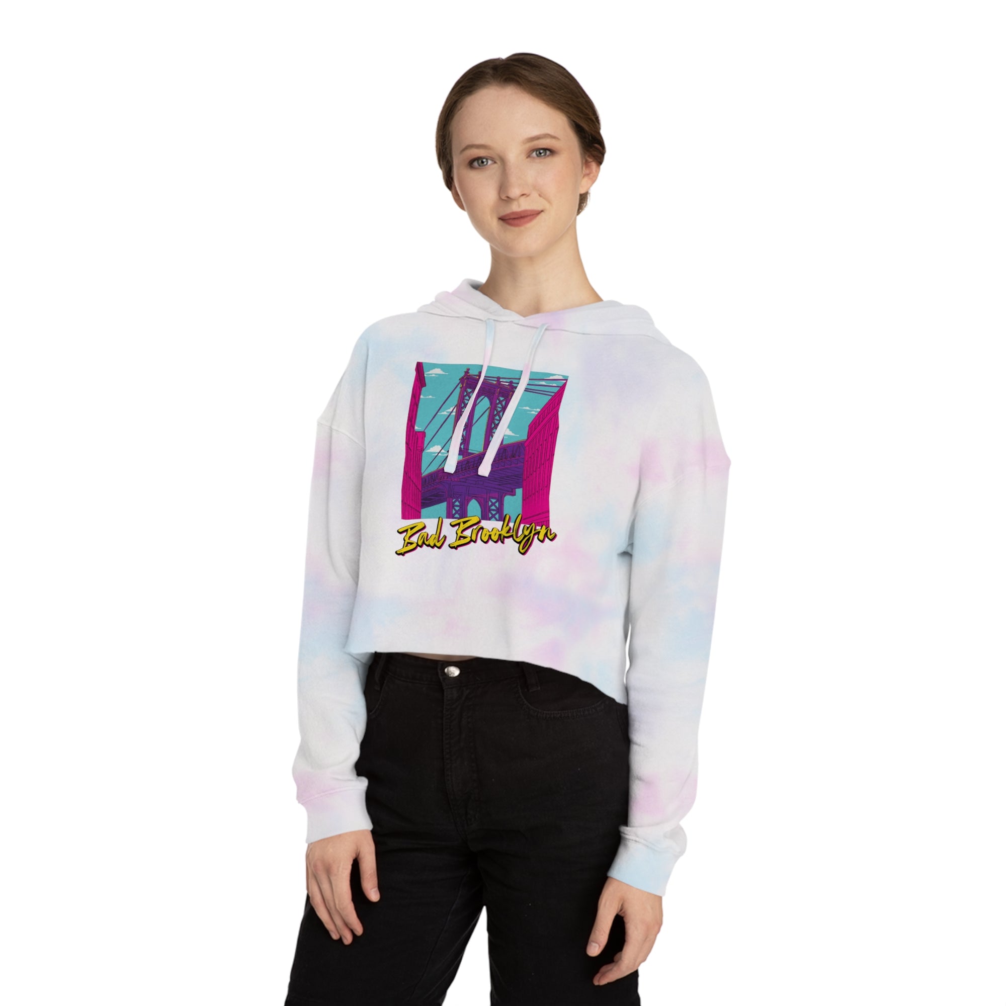 BadBrooklyn Bridge Vibes Cropped Women's Hoodie