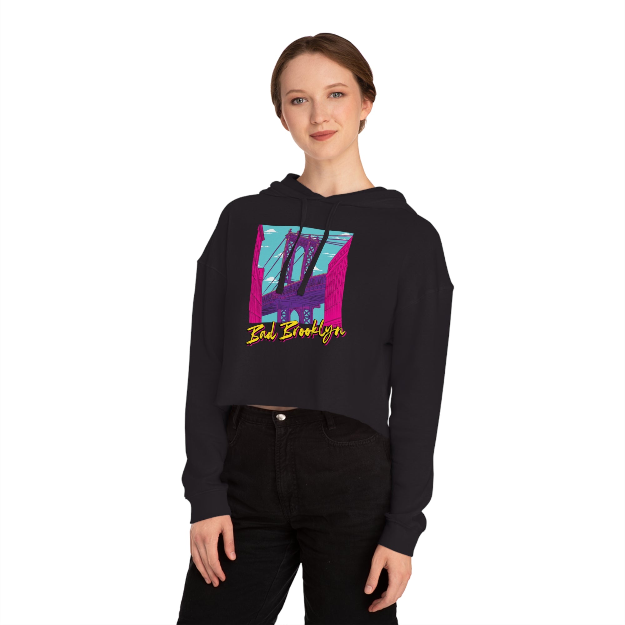 BadBrooklyn Bridge Vibes Cropped Women's Hoodie