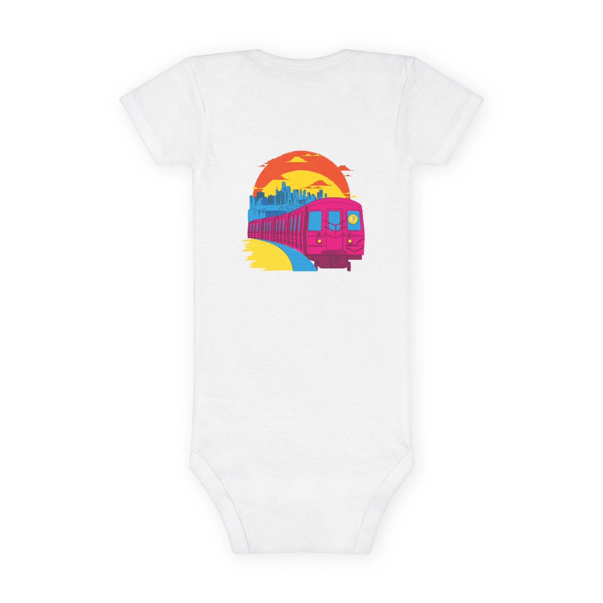 BadBrooklyn Sunset Subway Baby Short Sleeve Onesie