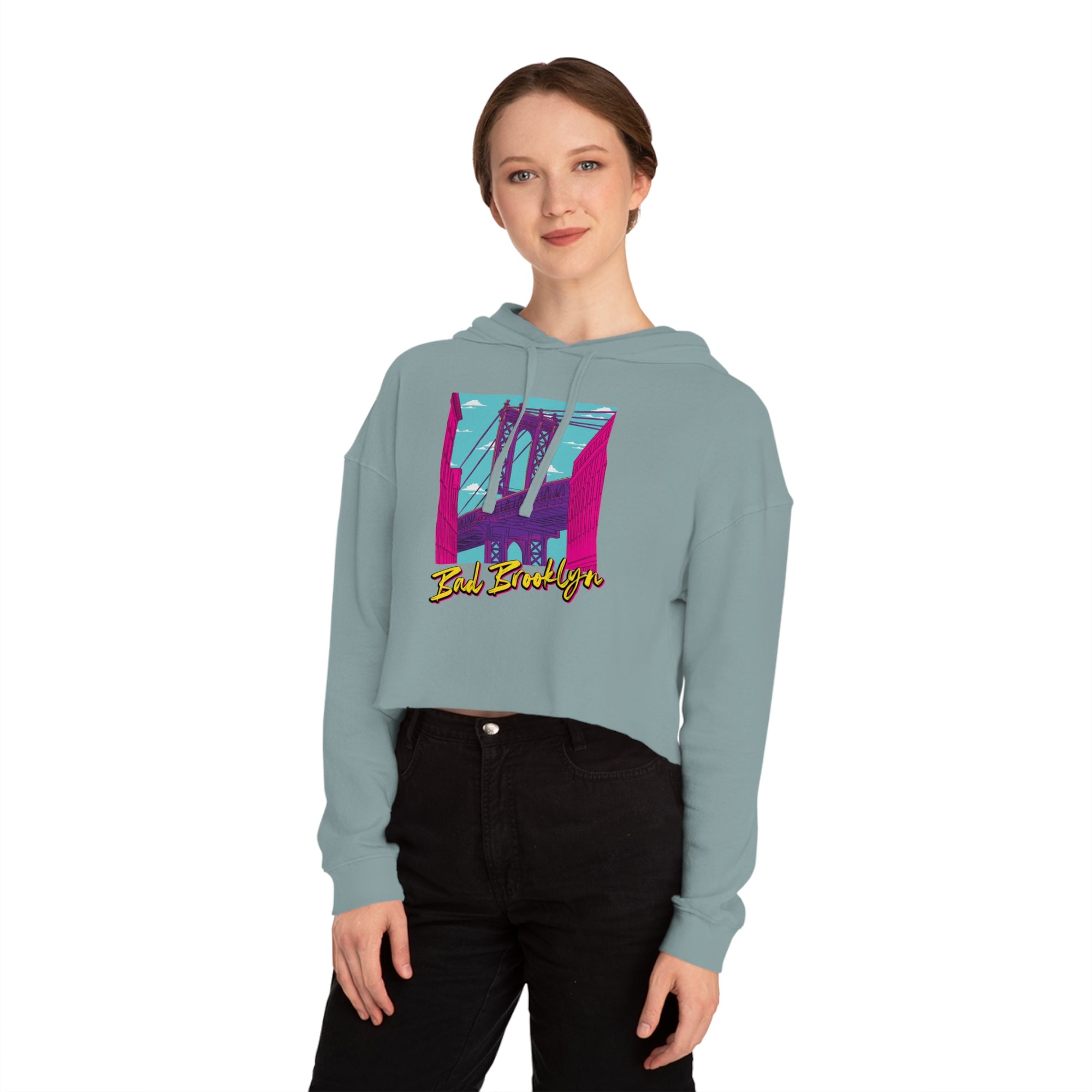 BadBrooklyn Bridge Vibes Cropped Women's Hoodie