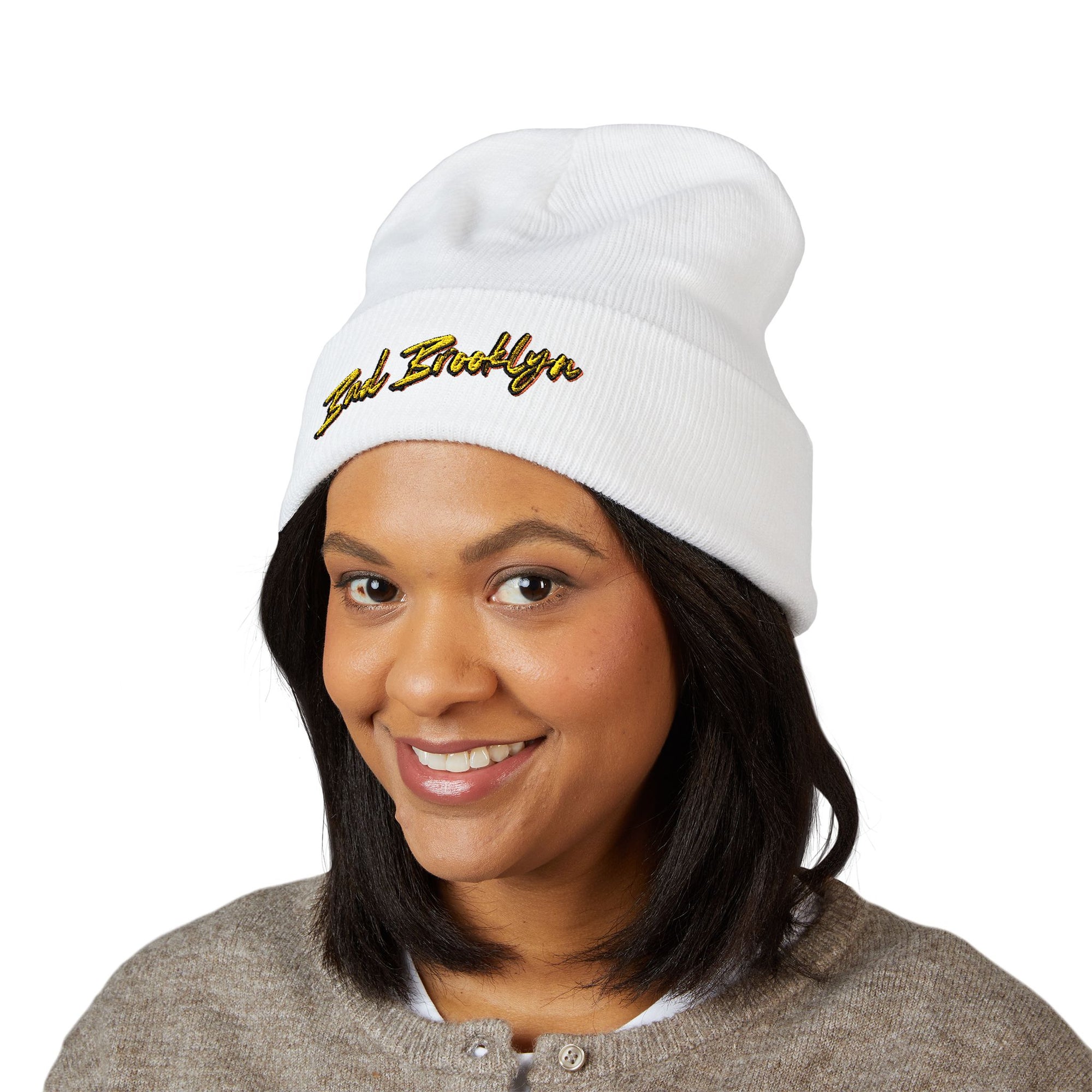 BadBrooklyn Bold Classic Embroidered Knit Beanie