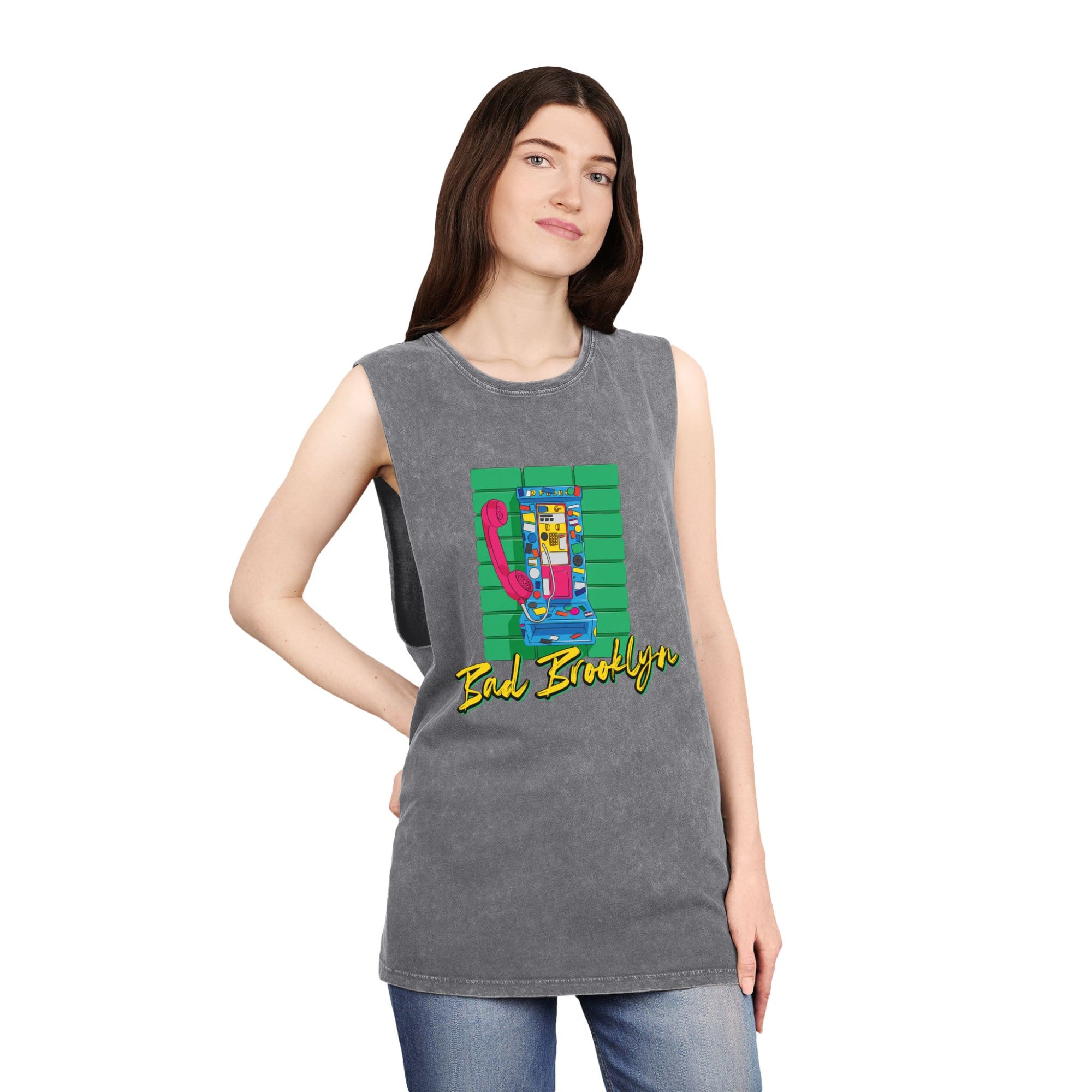 BadBrooklyn Retro Payphone Stonewash Tank