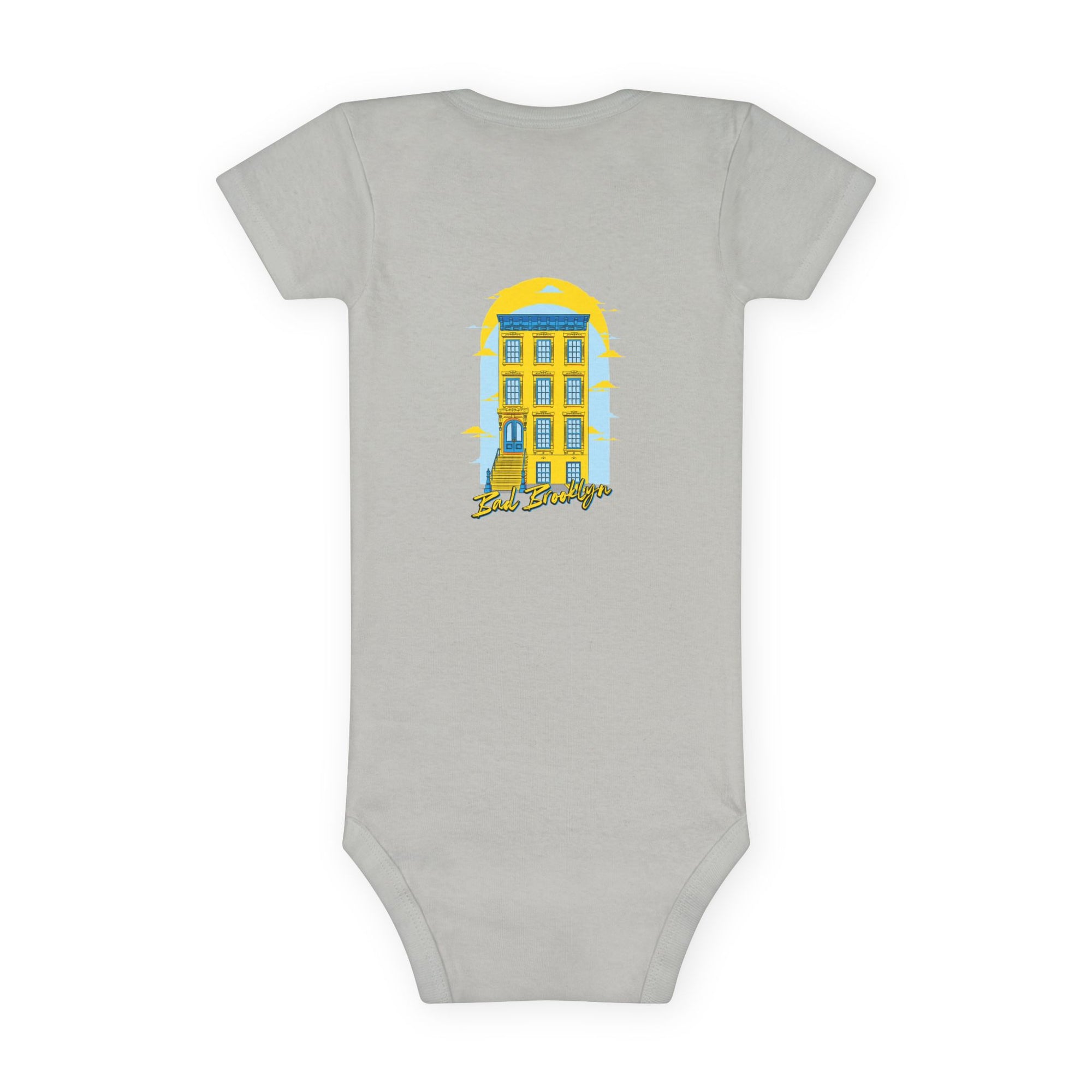BadBrooklyn Classic Building Short Sleeve Baby Onesie