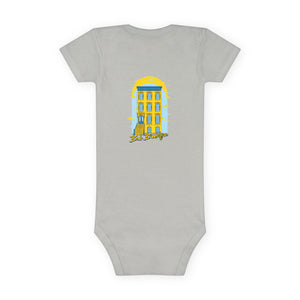 BadBrooklyn Classic Building Short Sleeve Baby Onesie