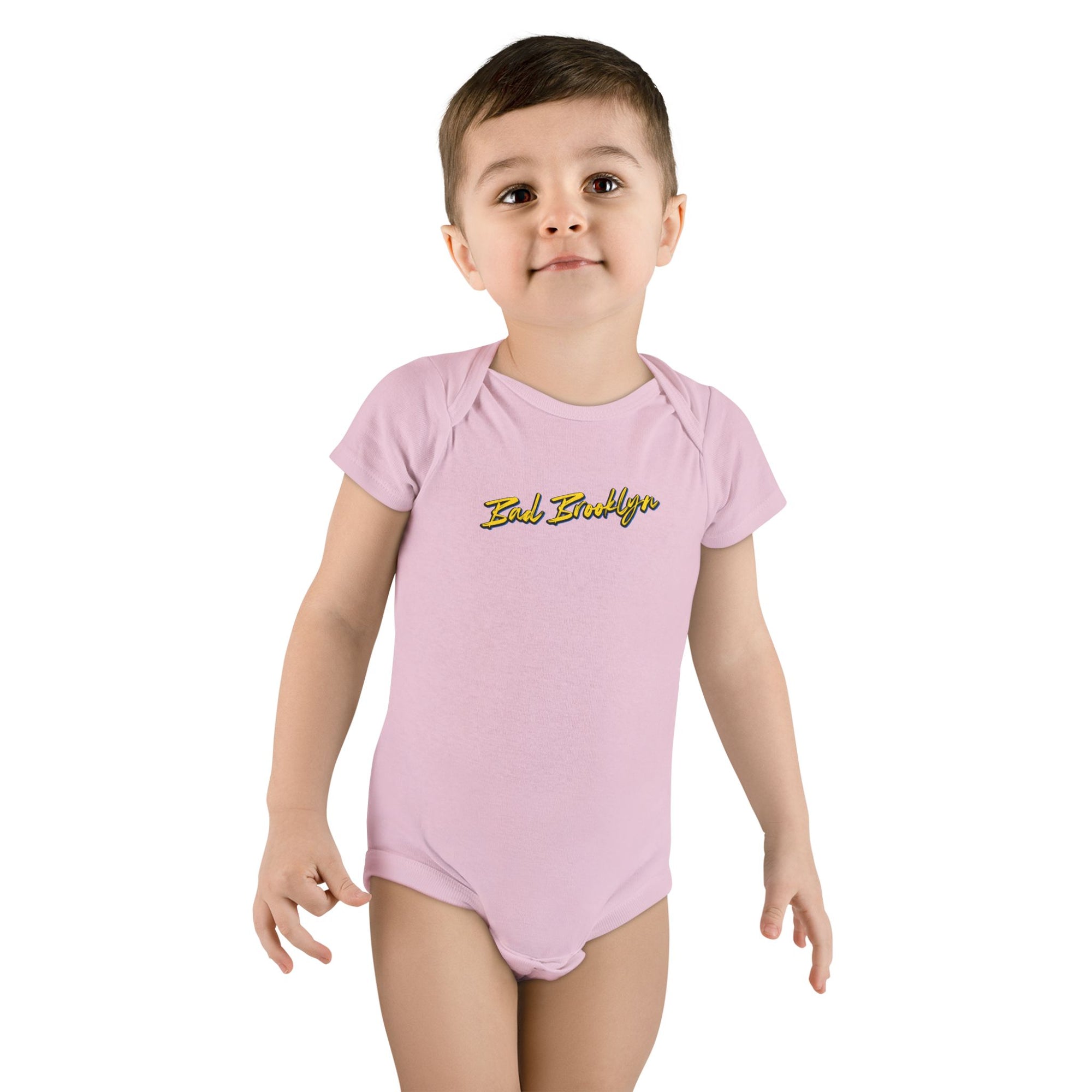 BadBrooklyn Classic Building Short Sleeve Baby Onesie