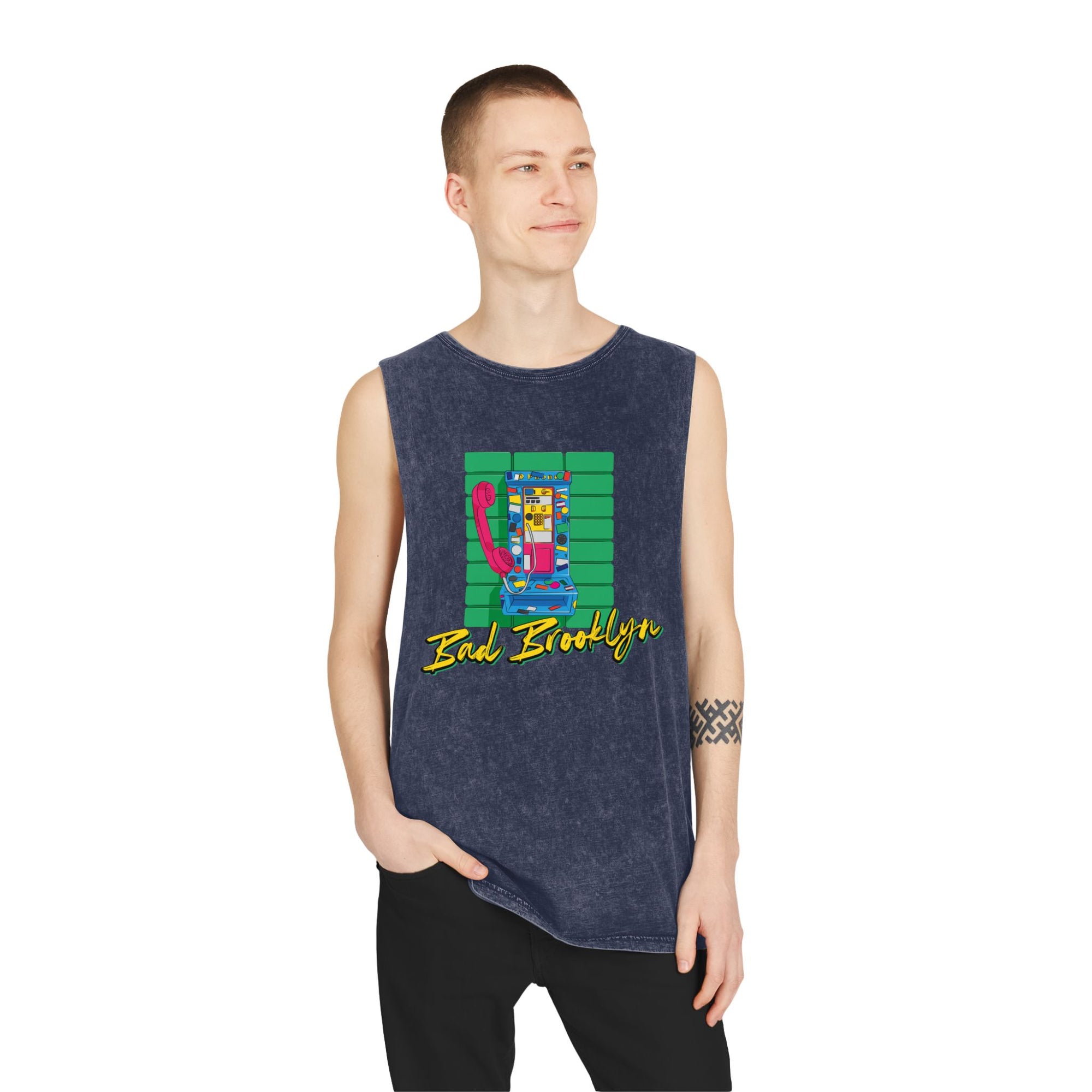 BadBrooklyn Retro Payphone Stonewash Tank