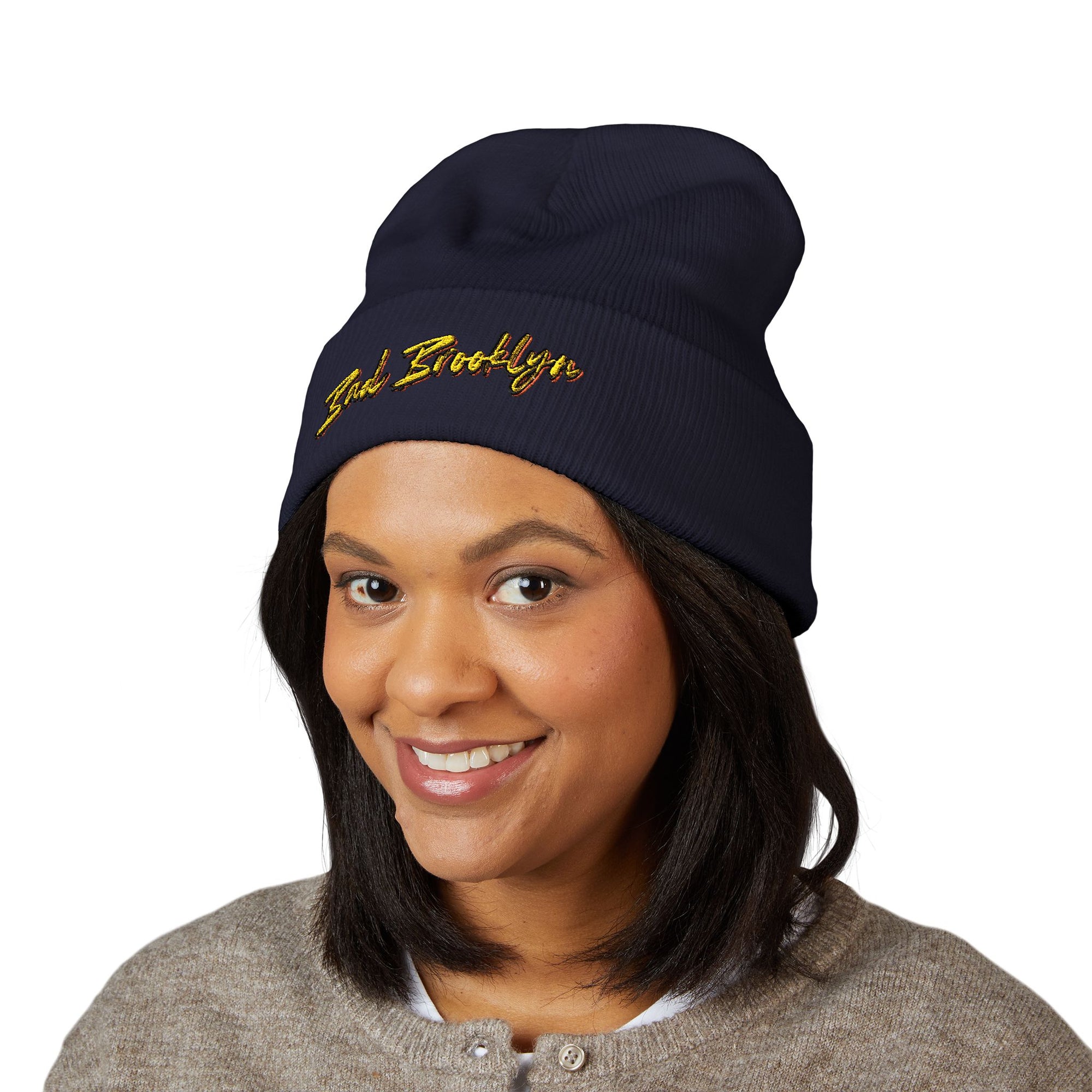 BadBrooklyn Bold Classic Embroidered Knit Beanie