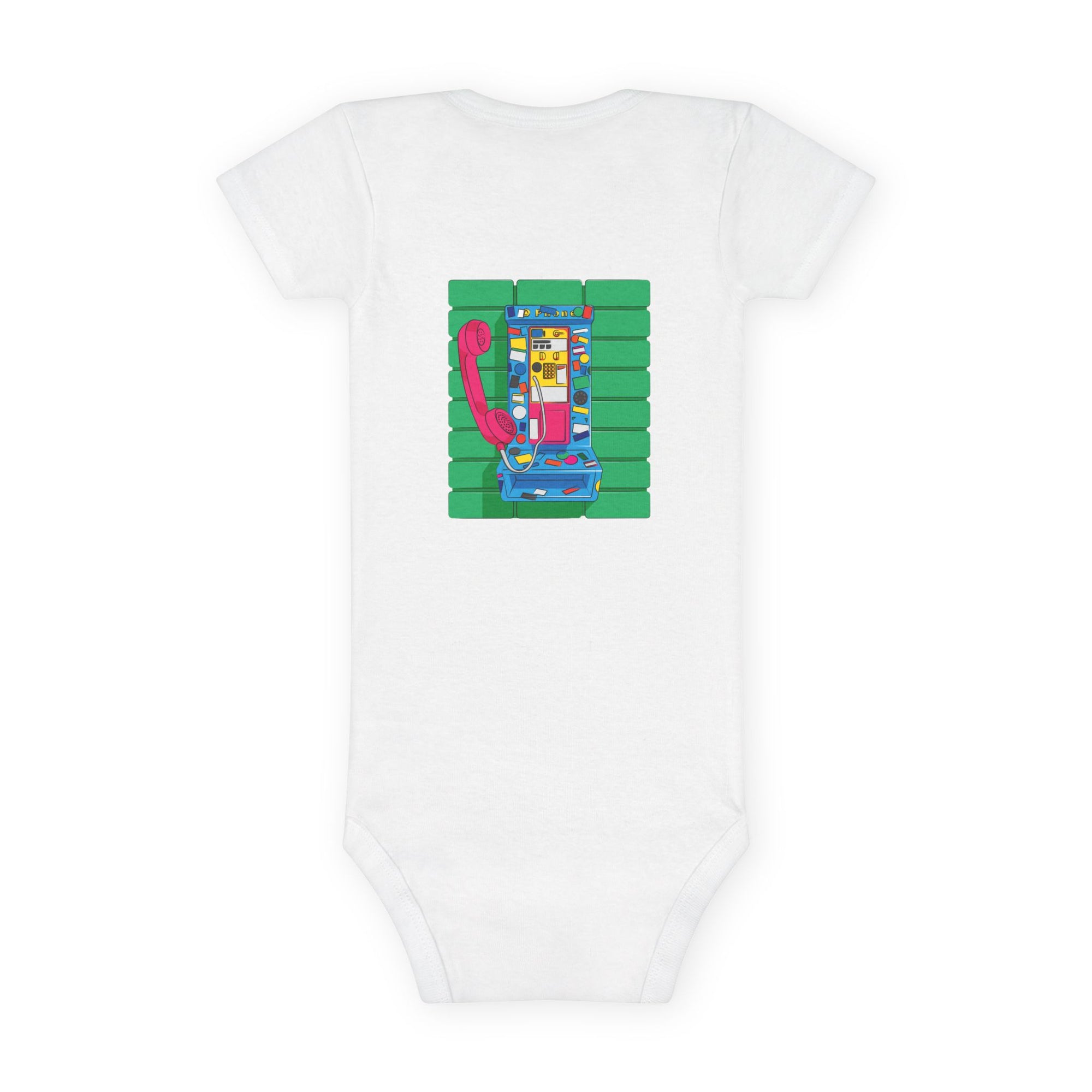 BadBrooklyn Retro Payphone Short Sleeve Baby Onesie