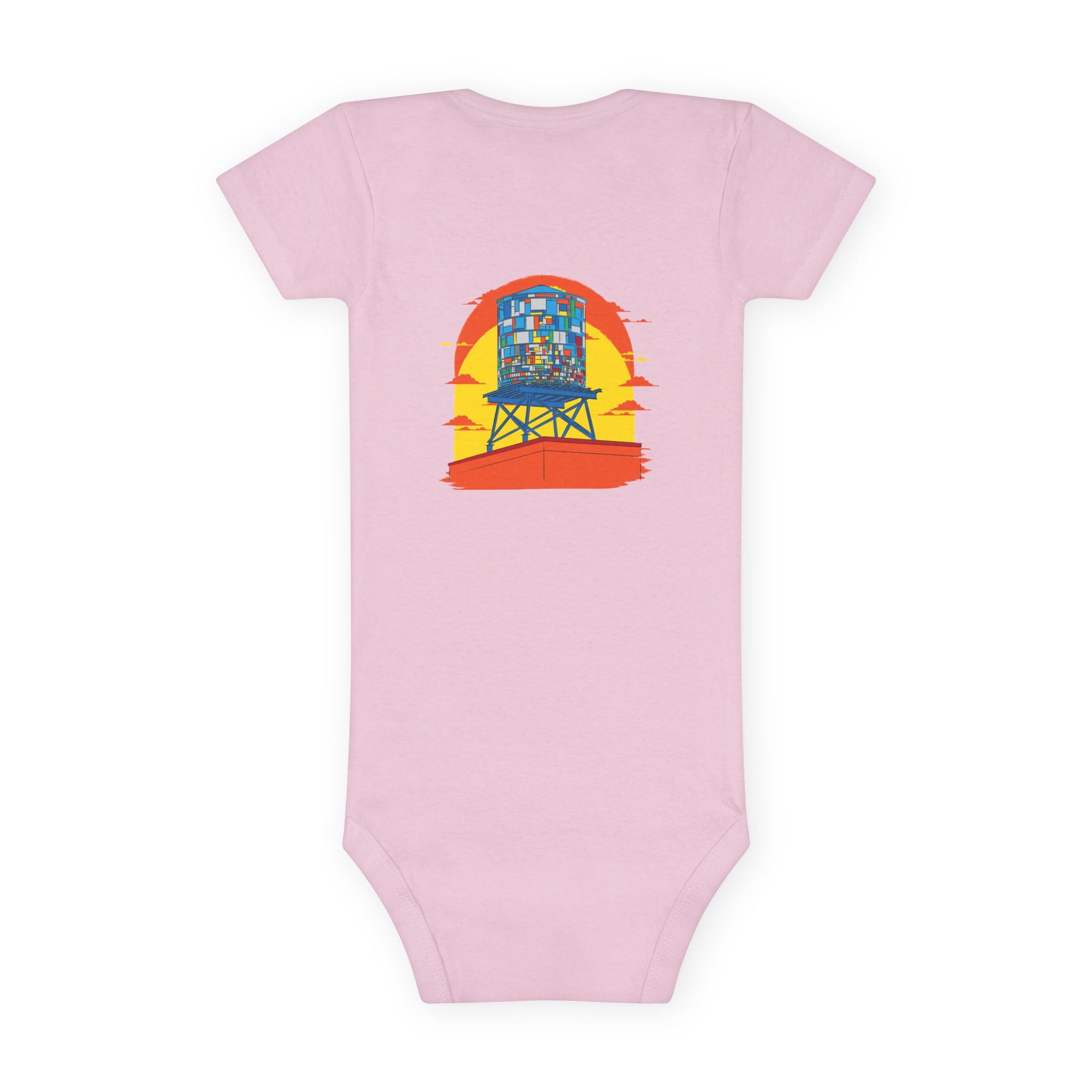 BadBrooklyn Water Tower Sunset Short Sleeve Baby Onesie