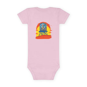 BadBrooklyn Water Tower Sunset Short Sleeve Baby Onesie
