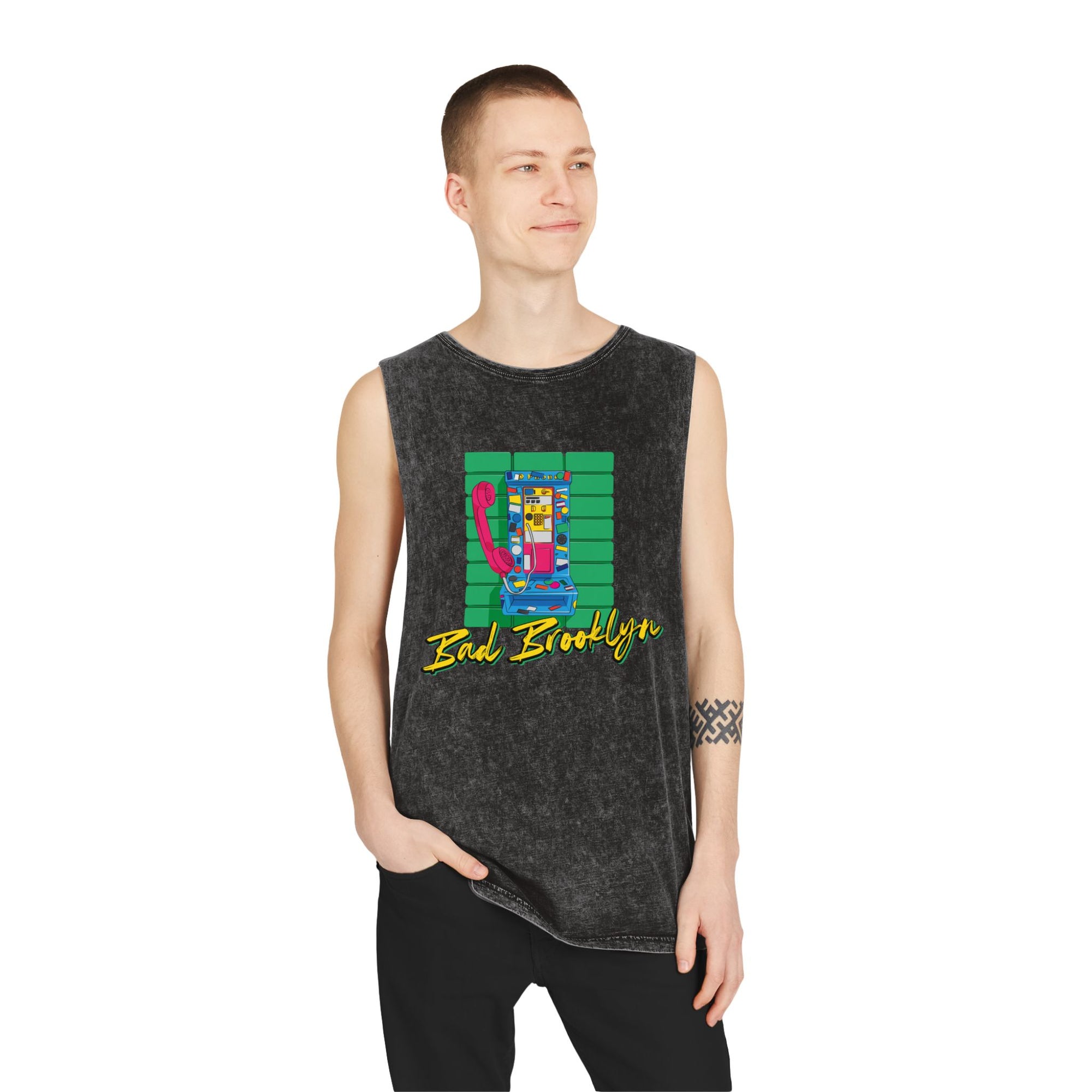 BadBrooklyn Retro Payphone Stonewash Tank