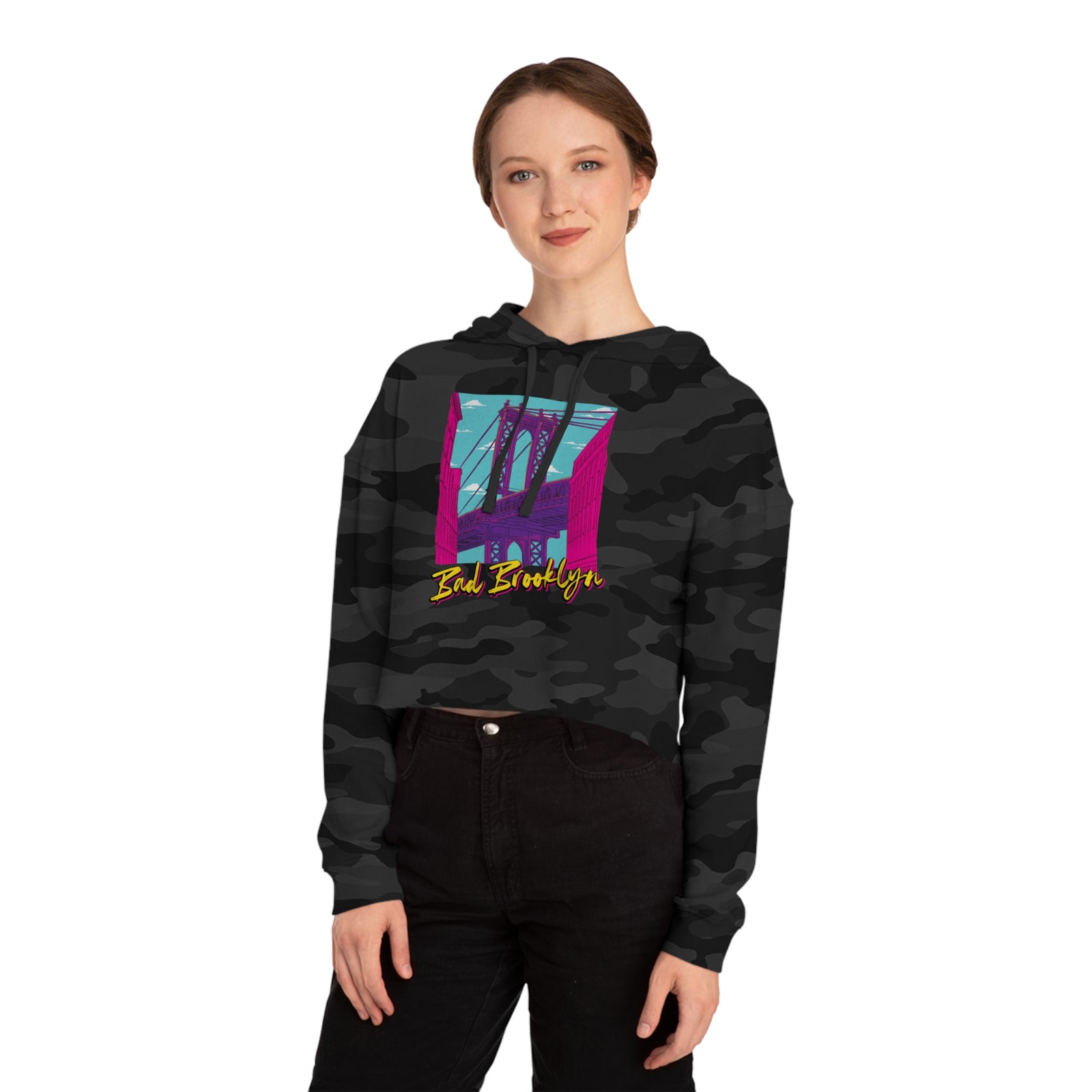 BadBrooklyn Bridge Vibes Cropped Women's Hoodie