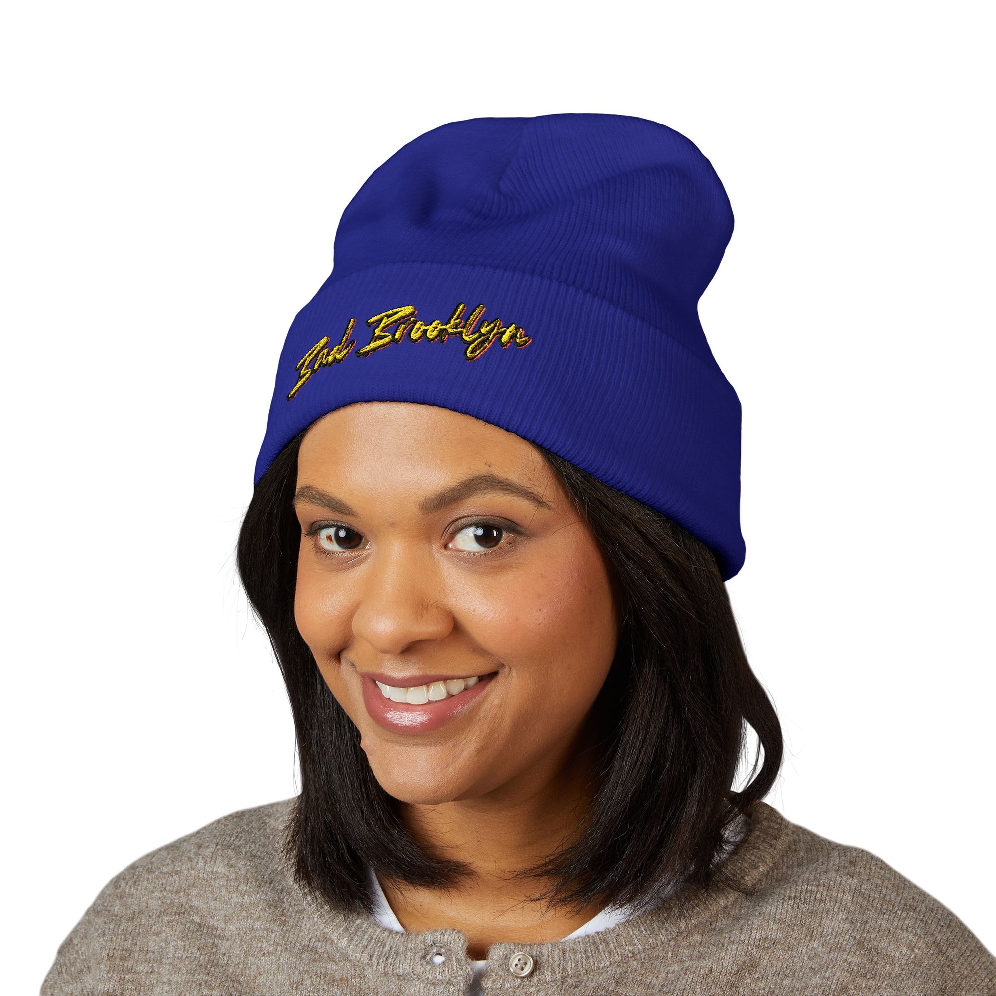 BadBrooklyn Bold Classic Embroidered Knit Beanie