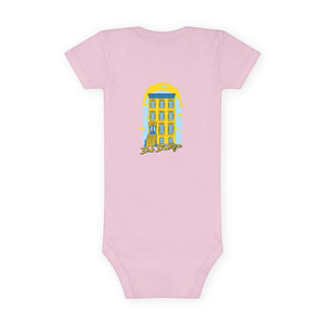 BadBrooklyn Classic Building Short Sleeve Baby Onesie