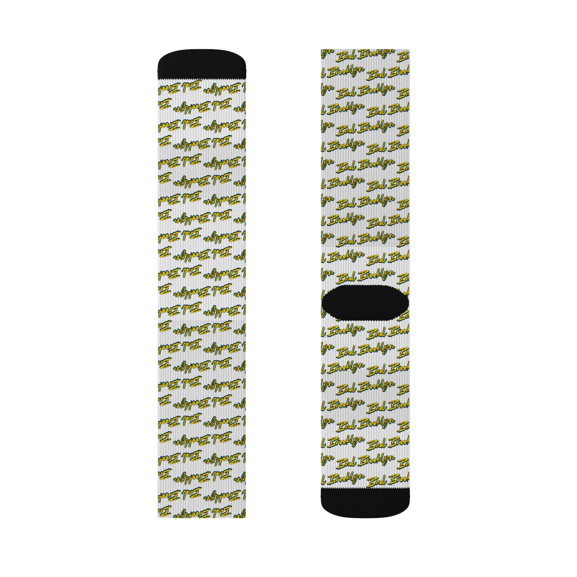 BadBrooklyn Gold Classic Sublimation White Socks