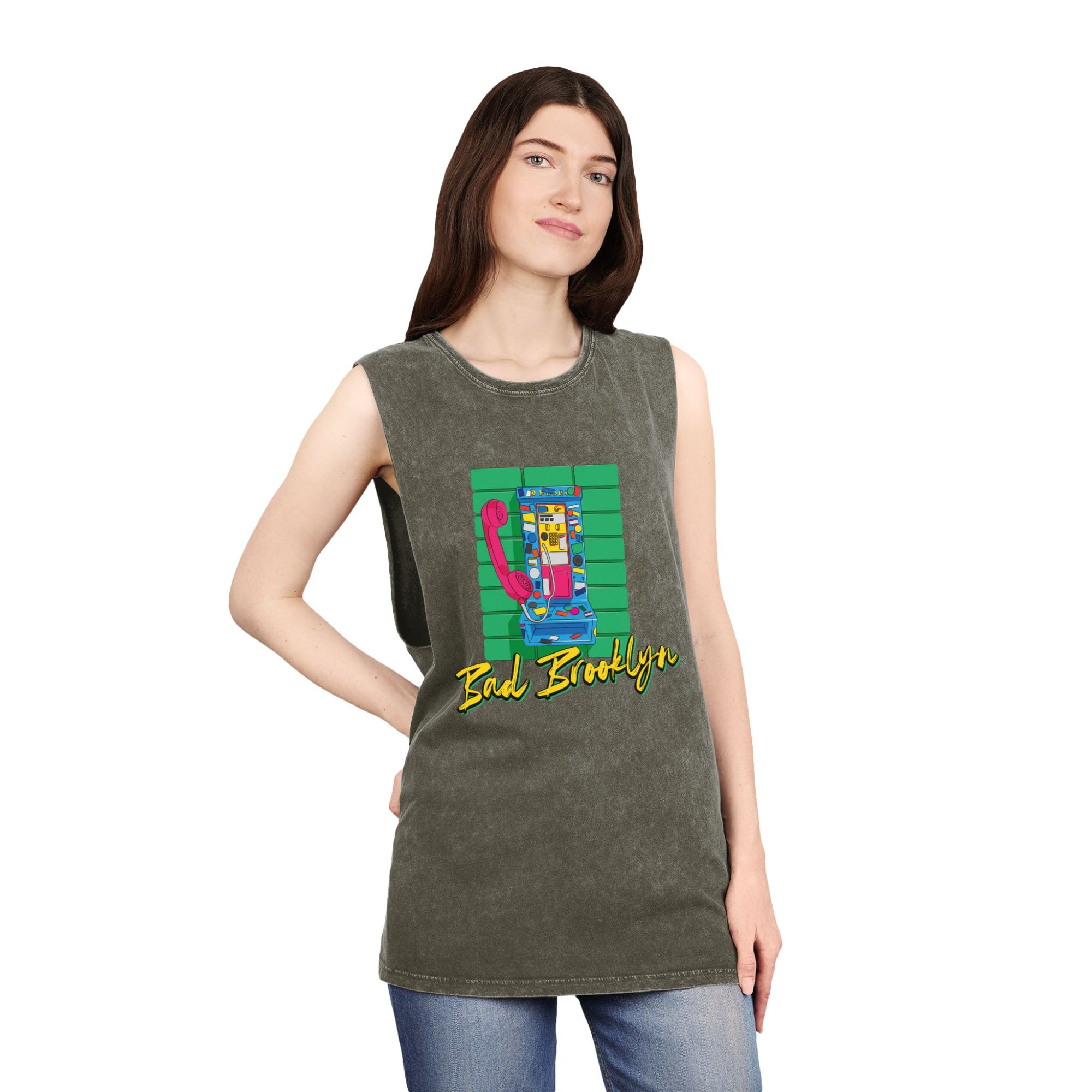 BadBrooklyn Retro Payphone Stonewash Tank
