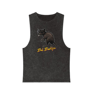 BadBrooklyn Street Rat Smoking Stonewash Tank