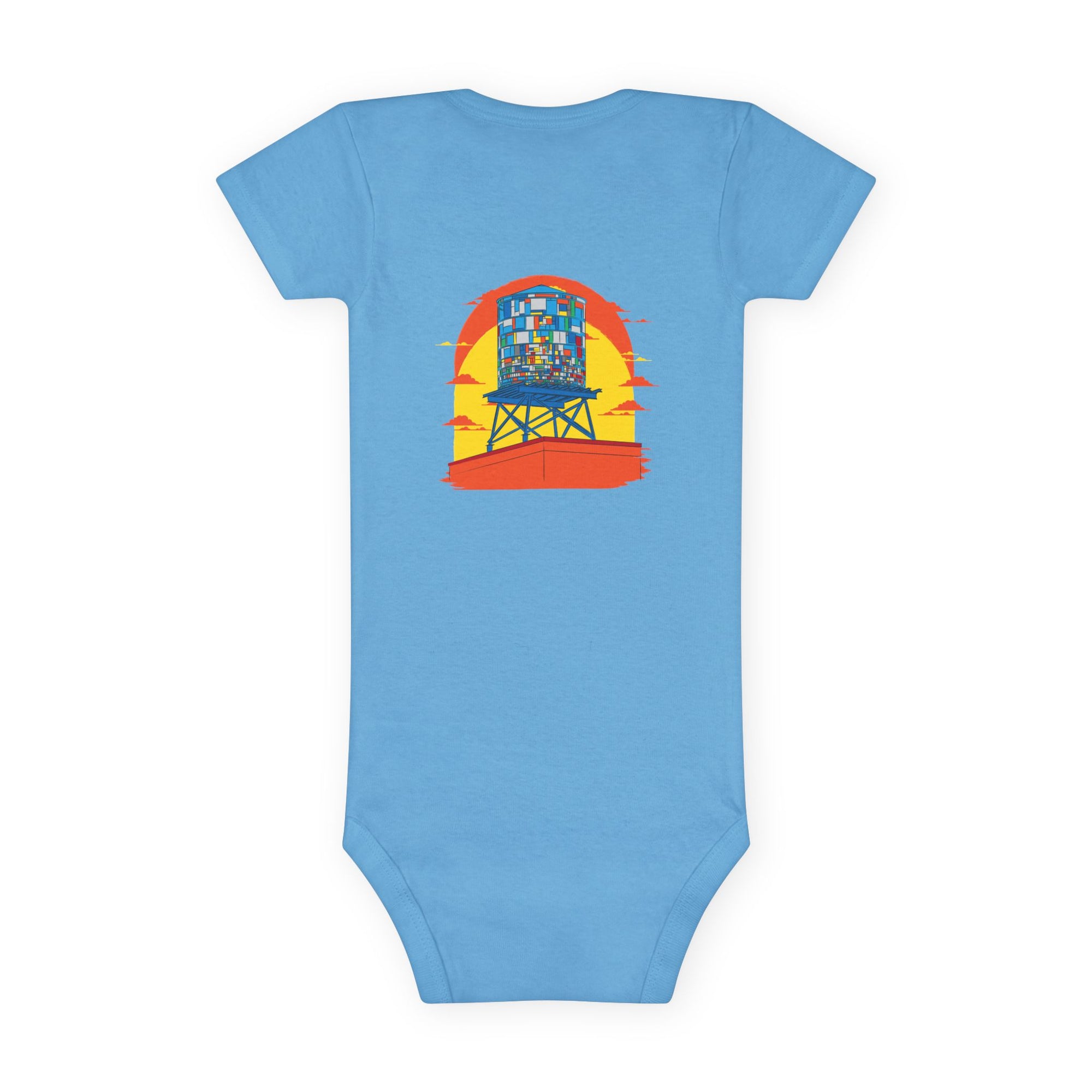 BadBrooklyn Water Tower Sunset Short Sleeve Baby Onesie
