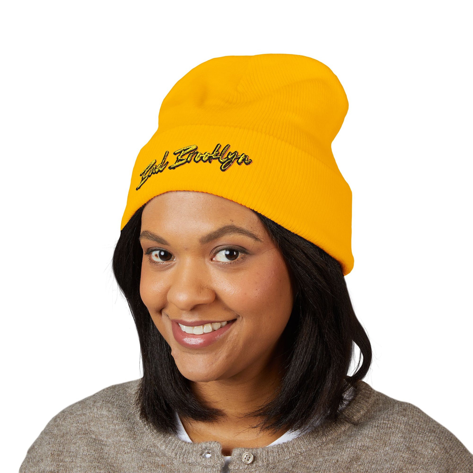 BadBrooklyn Bold Classic Embroidered Knit Beanie