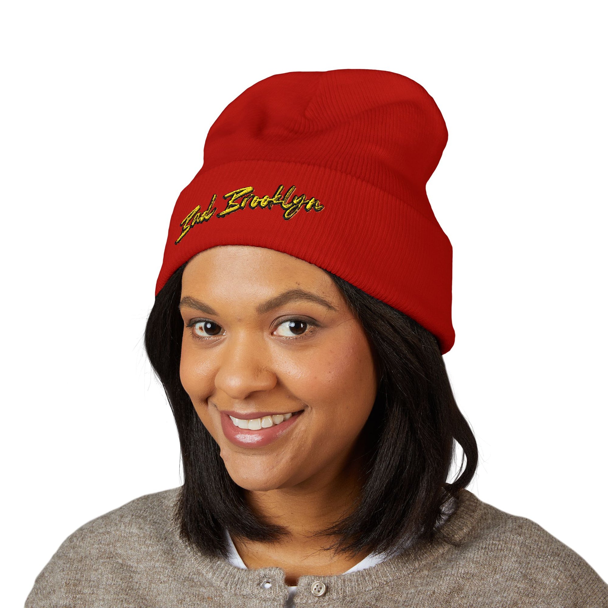 BadBrooklyn Bold Classic Embroidered Knit Beanie