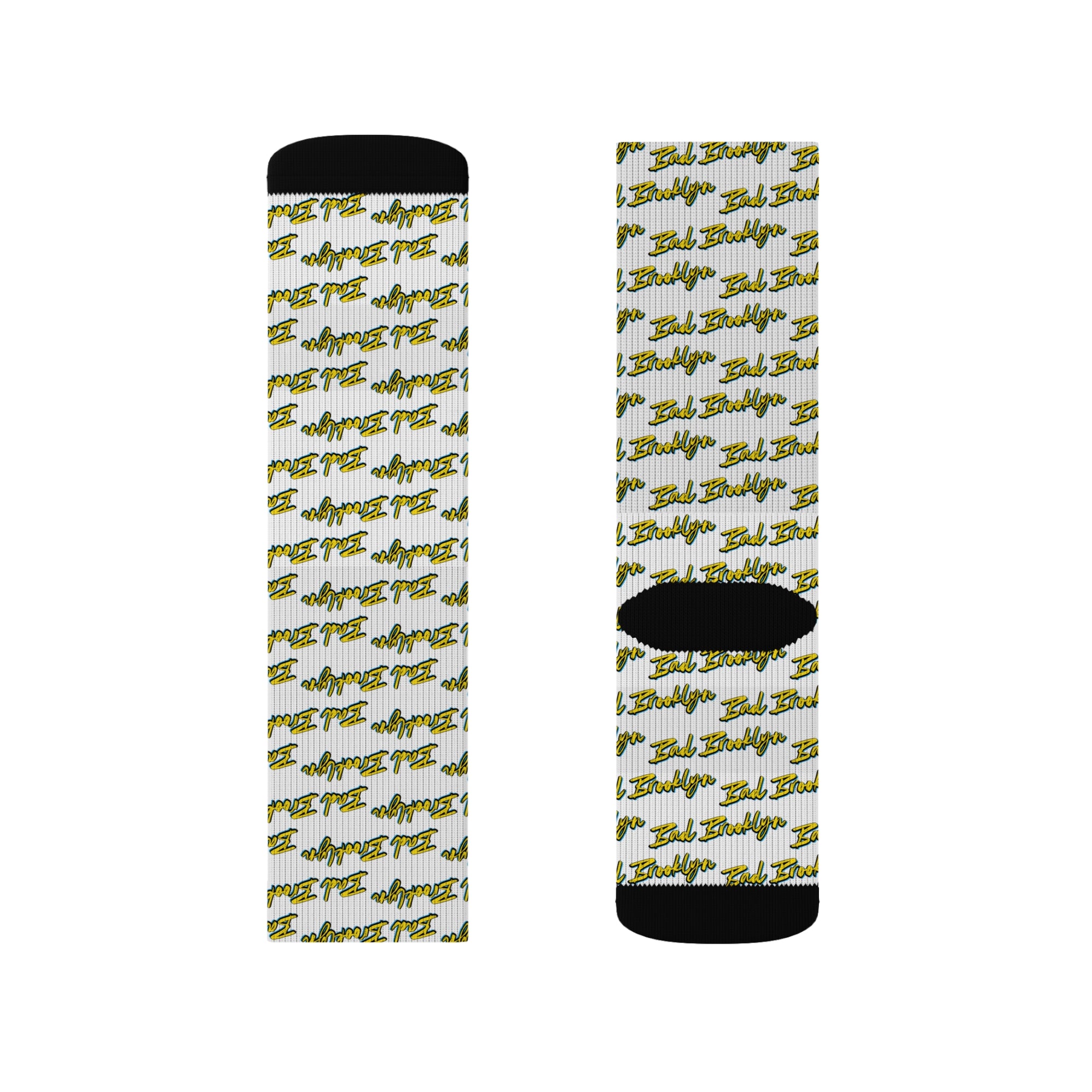 BadBrooklyn Gold Classic Sublimation White Socks