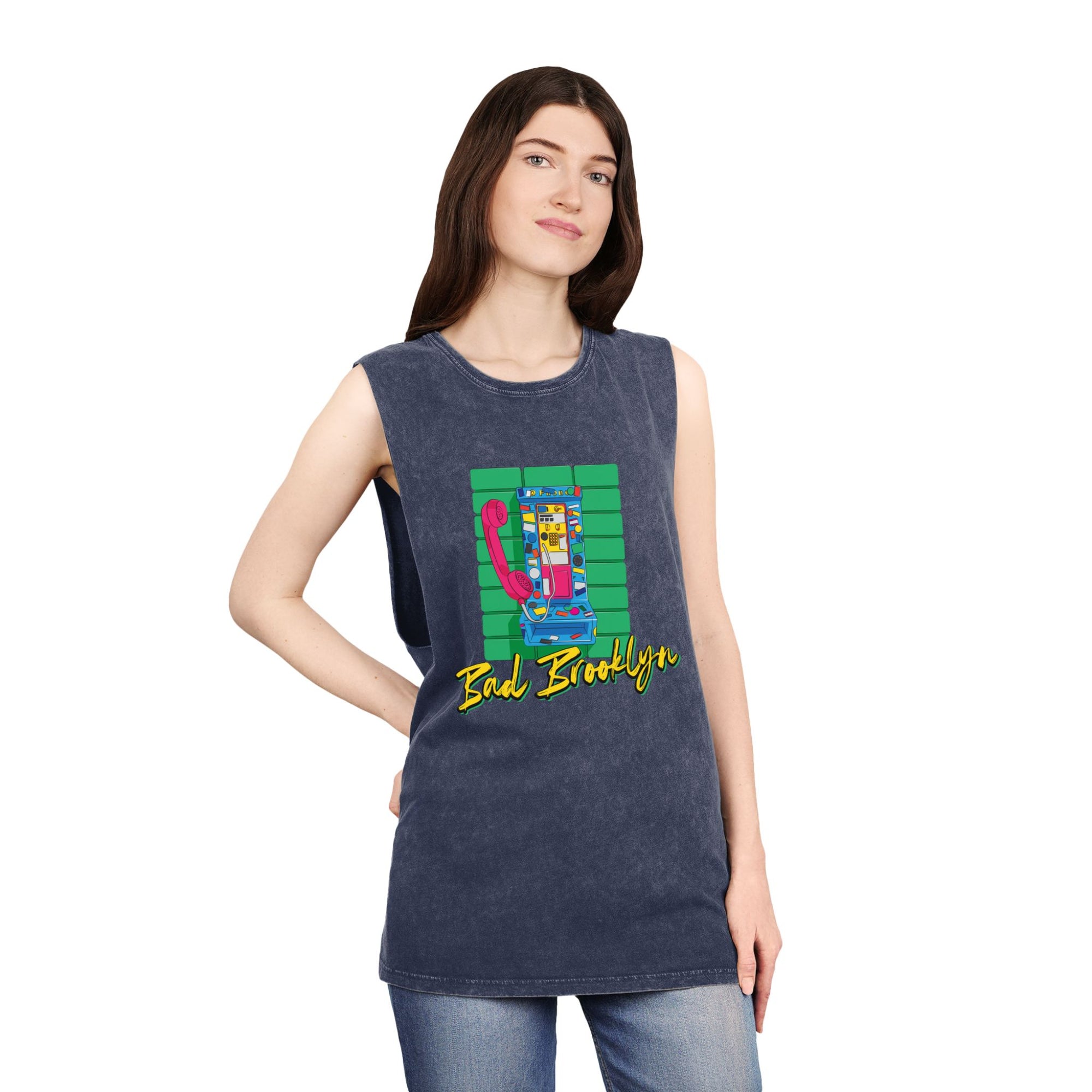 BadBrooklyn Retro Payphone Stonewash Tank