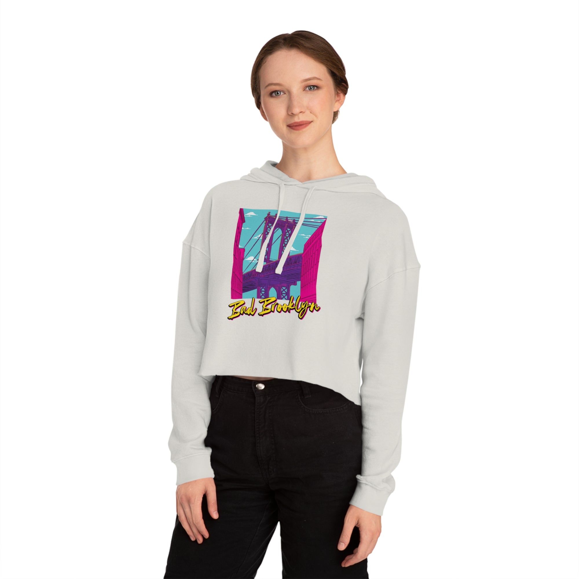 BadBrooklyn Bridge Vibes Cropped Women's Hoodie