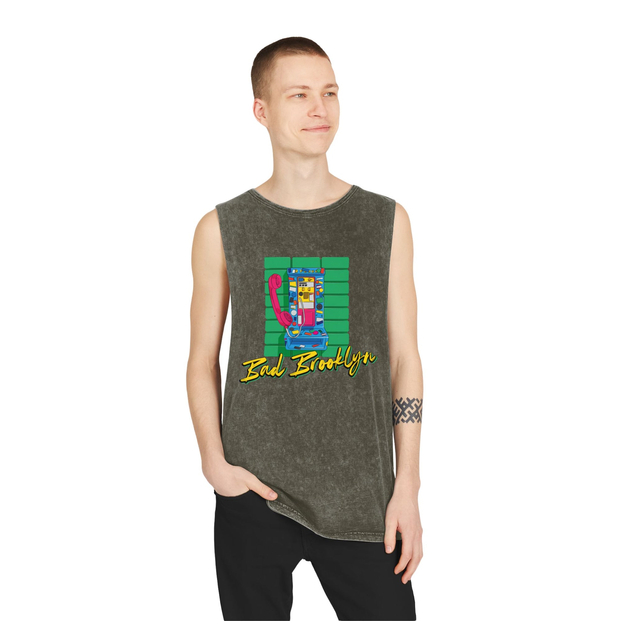 BadBrooklyn Retro Payphone Stonewash Tank
