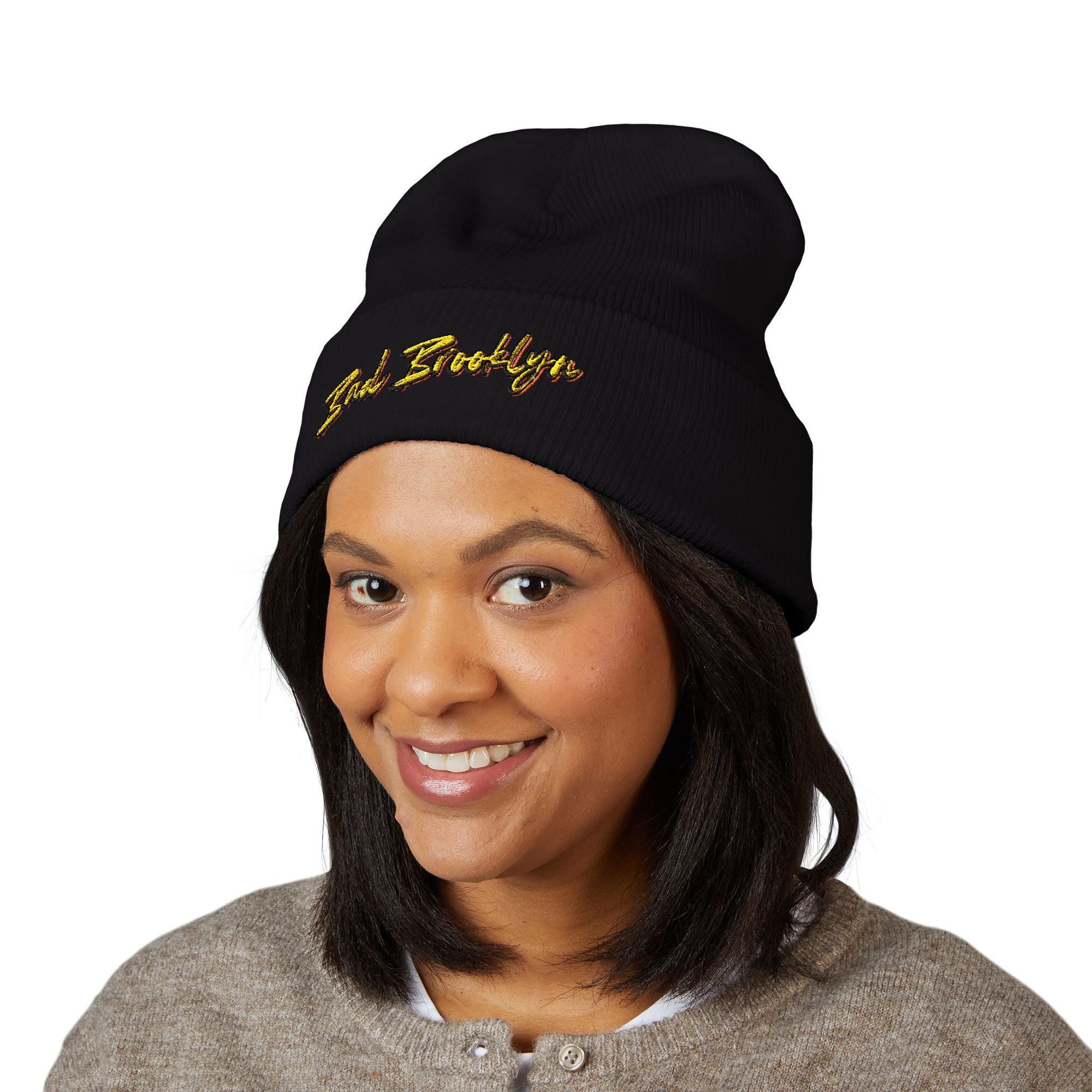BadBrooklyn Bold Classic Embroidered Knit Beanie