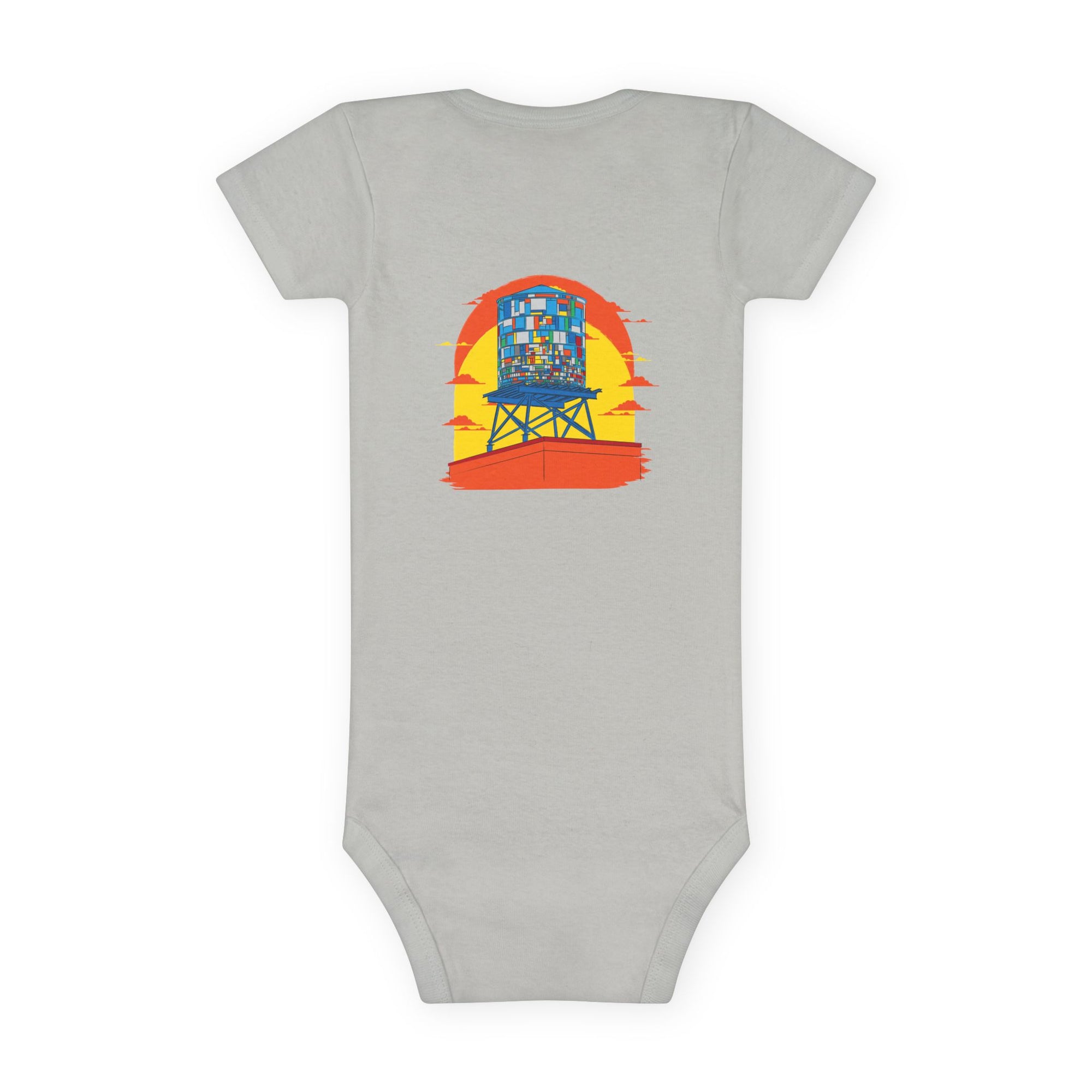 BadBrooklyn Water Tower Sunset Short Sleeve Baby Onesie