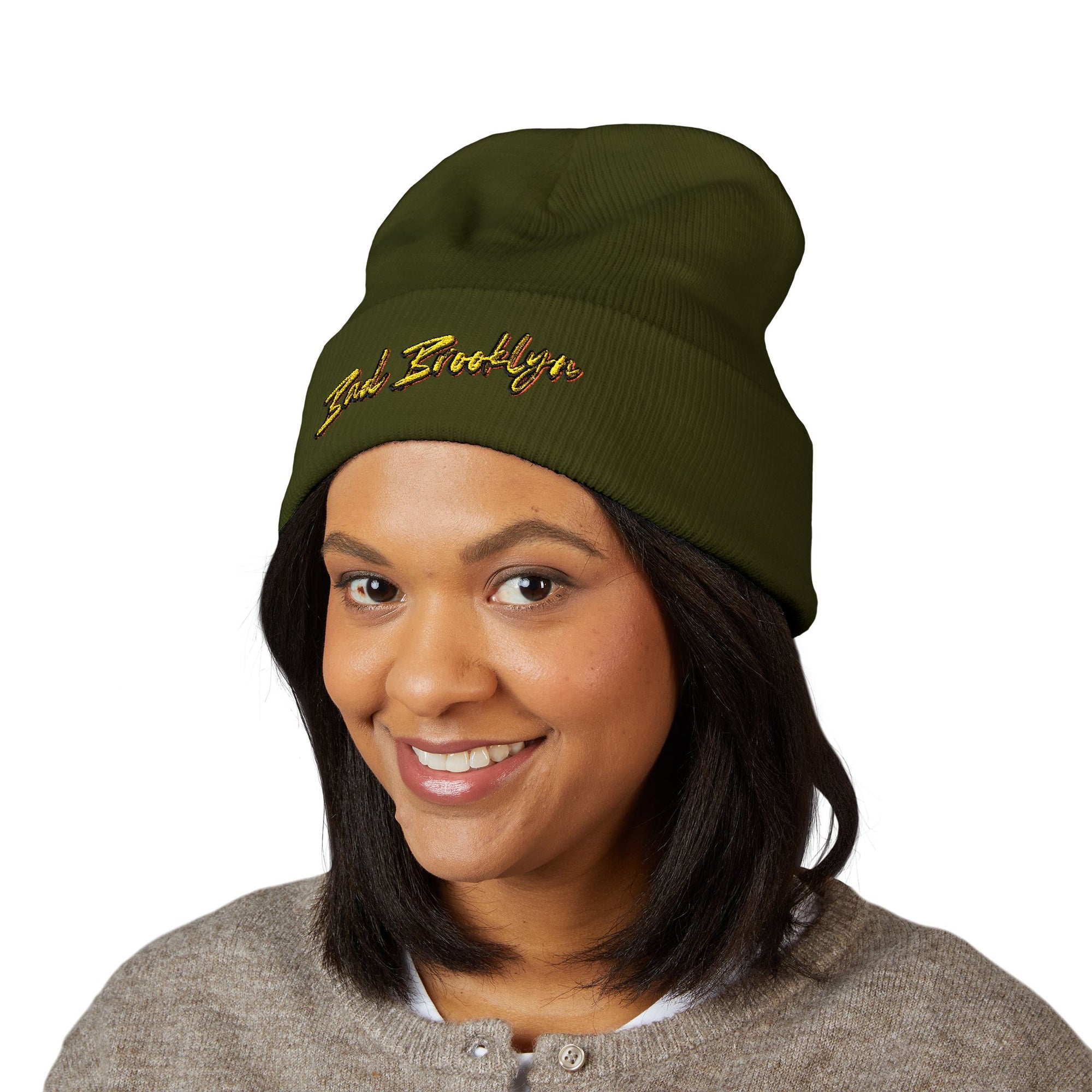 BadBrooklyn Bold Classic Embroidered Knit Beanie