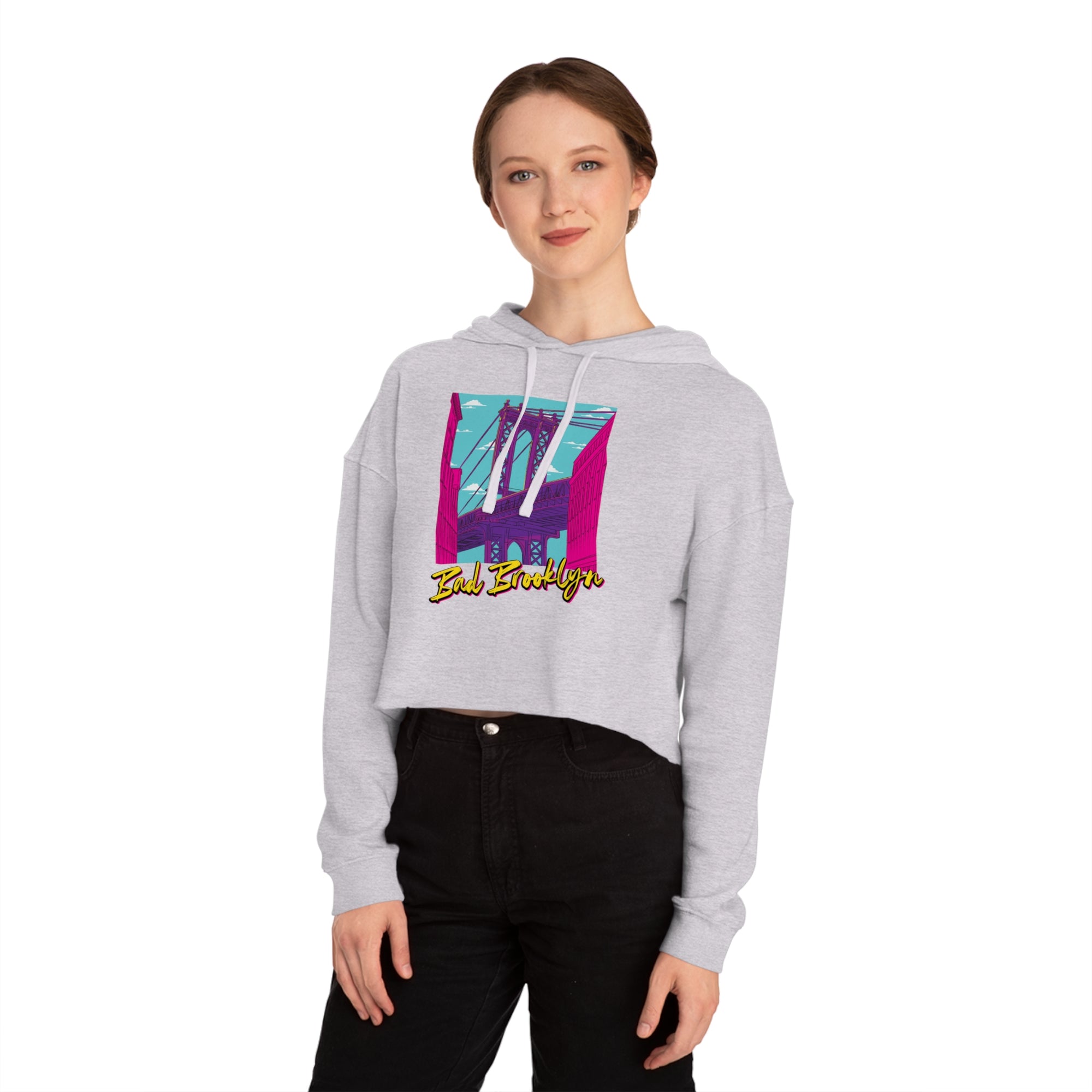BadBrooklyn Bridge Vibes Cropped Women's Hoodie