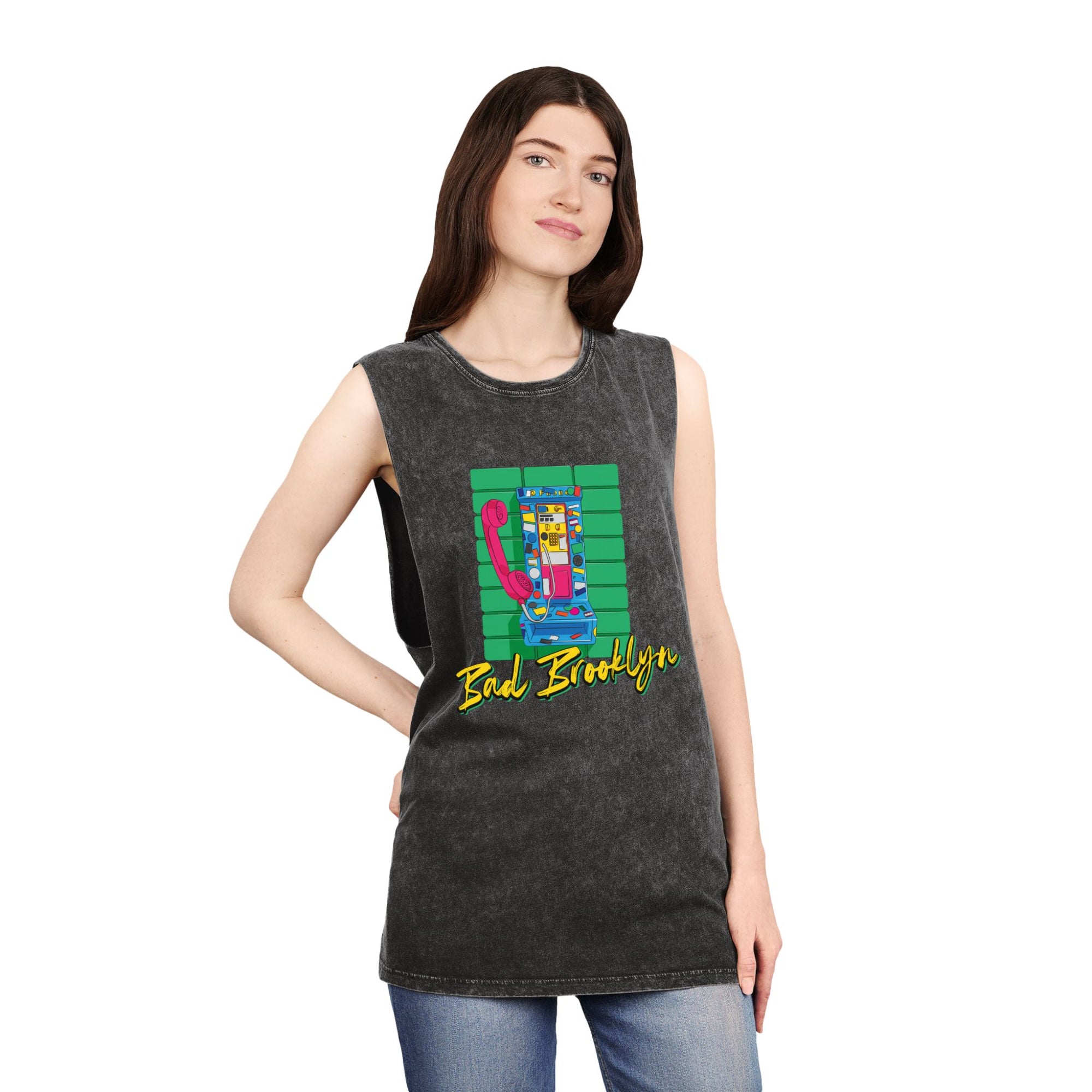 BadBrooklyn Retro Payphone Stonewash Tank