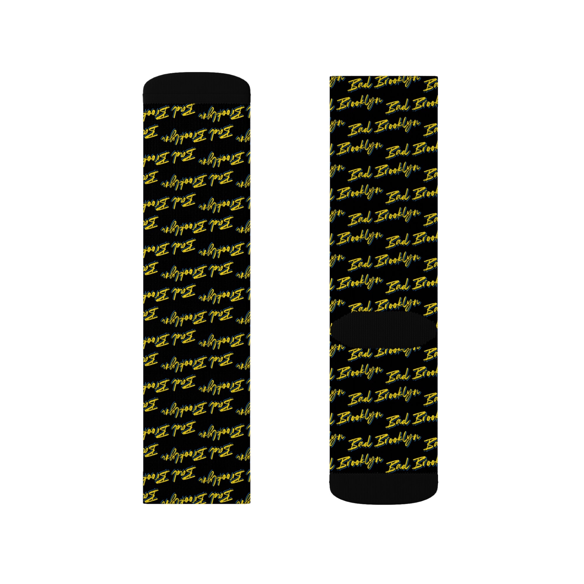 BadBrooklyn Gold Classic Sublimation Black Socks