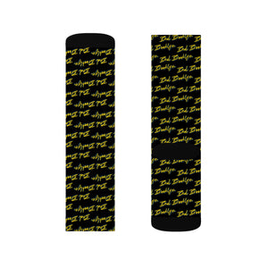 BadBrooklyn Gold Classic Sublimation Black Socks