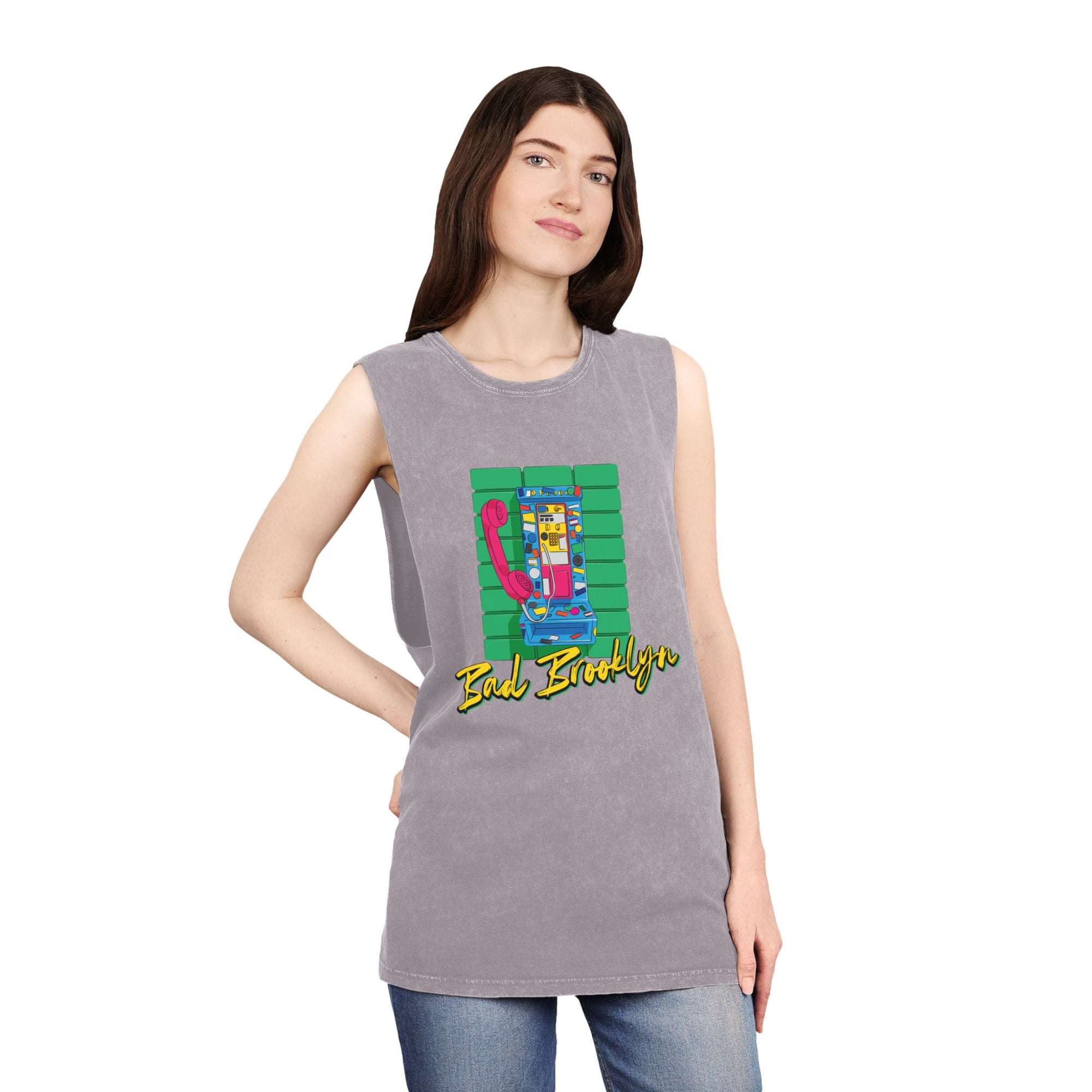 BadBrooklyn Retro Payphone Stonewash Tank