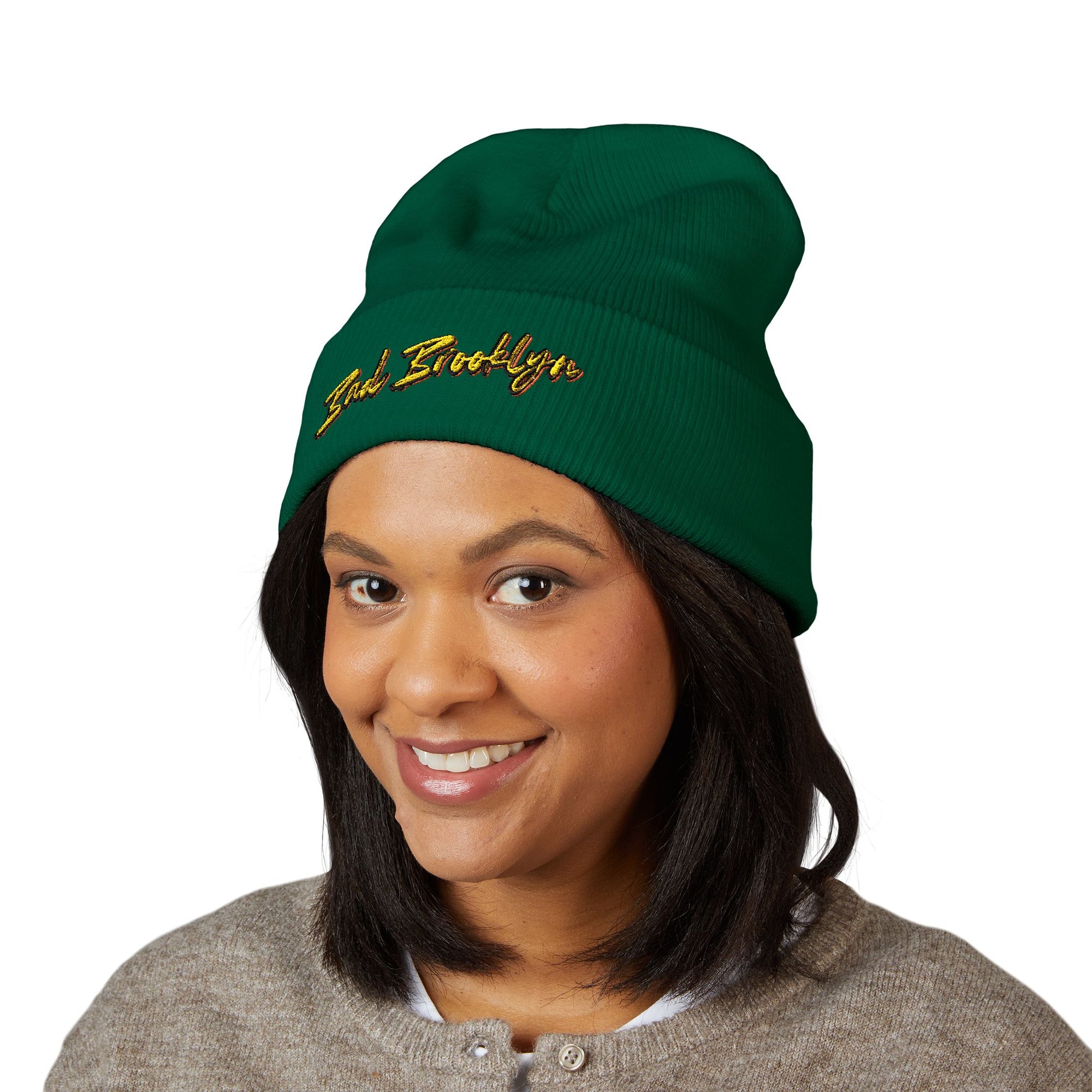 BadBrooklyn Bold Classic Embroidered Knit Beanie