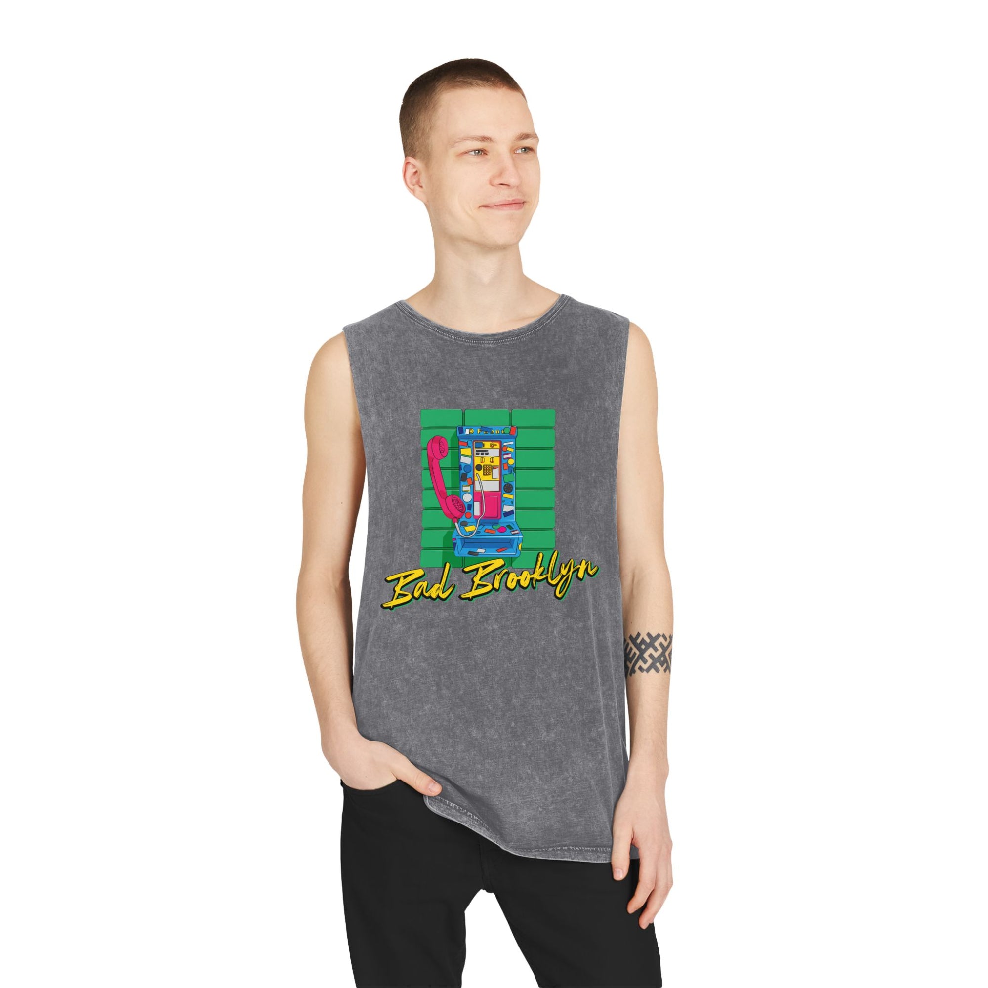 BadBrooklyn Retro Payphone Stonewash Tank