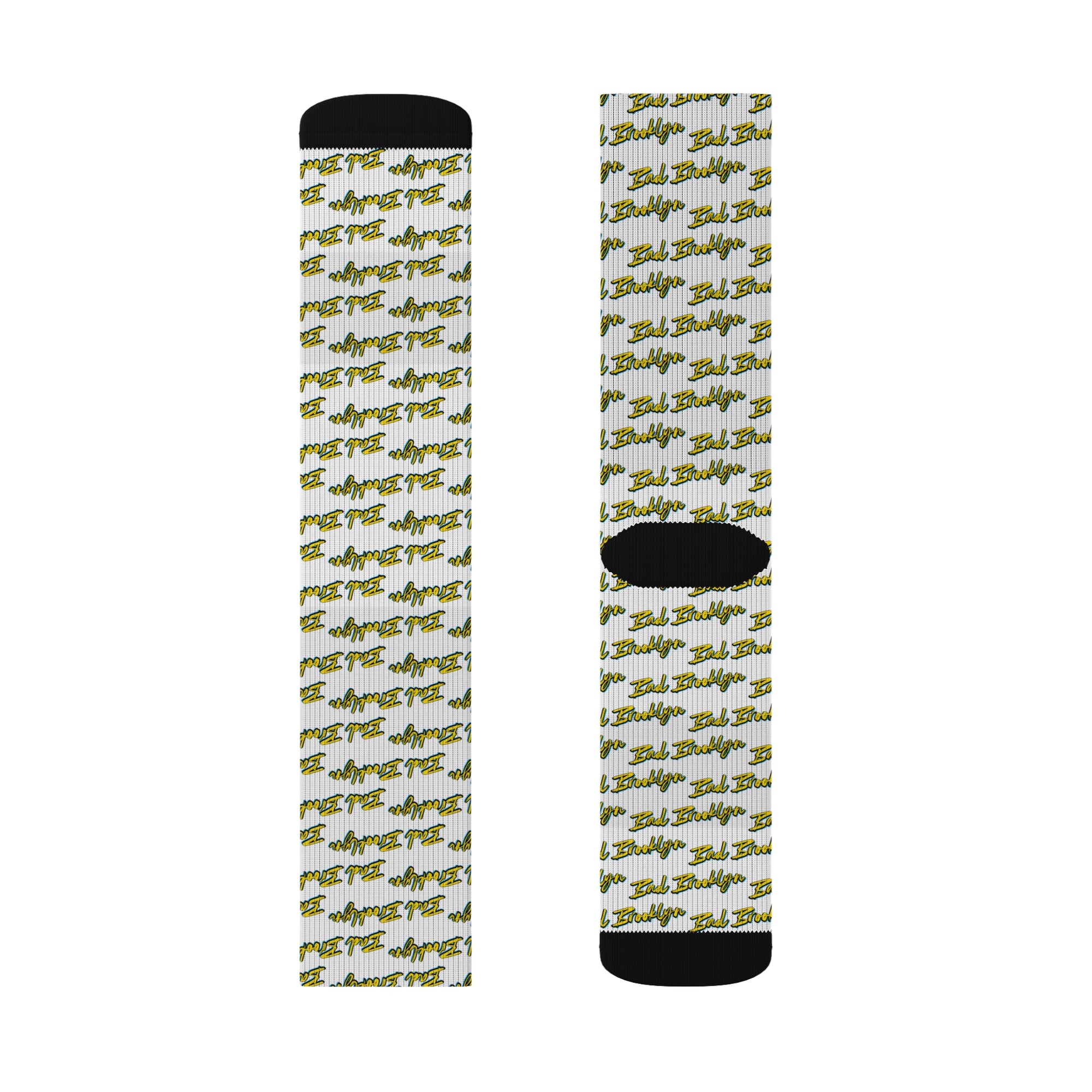 BadBrooklyn Gold Classic Sublimation White Socks