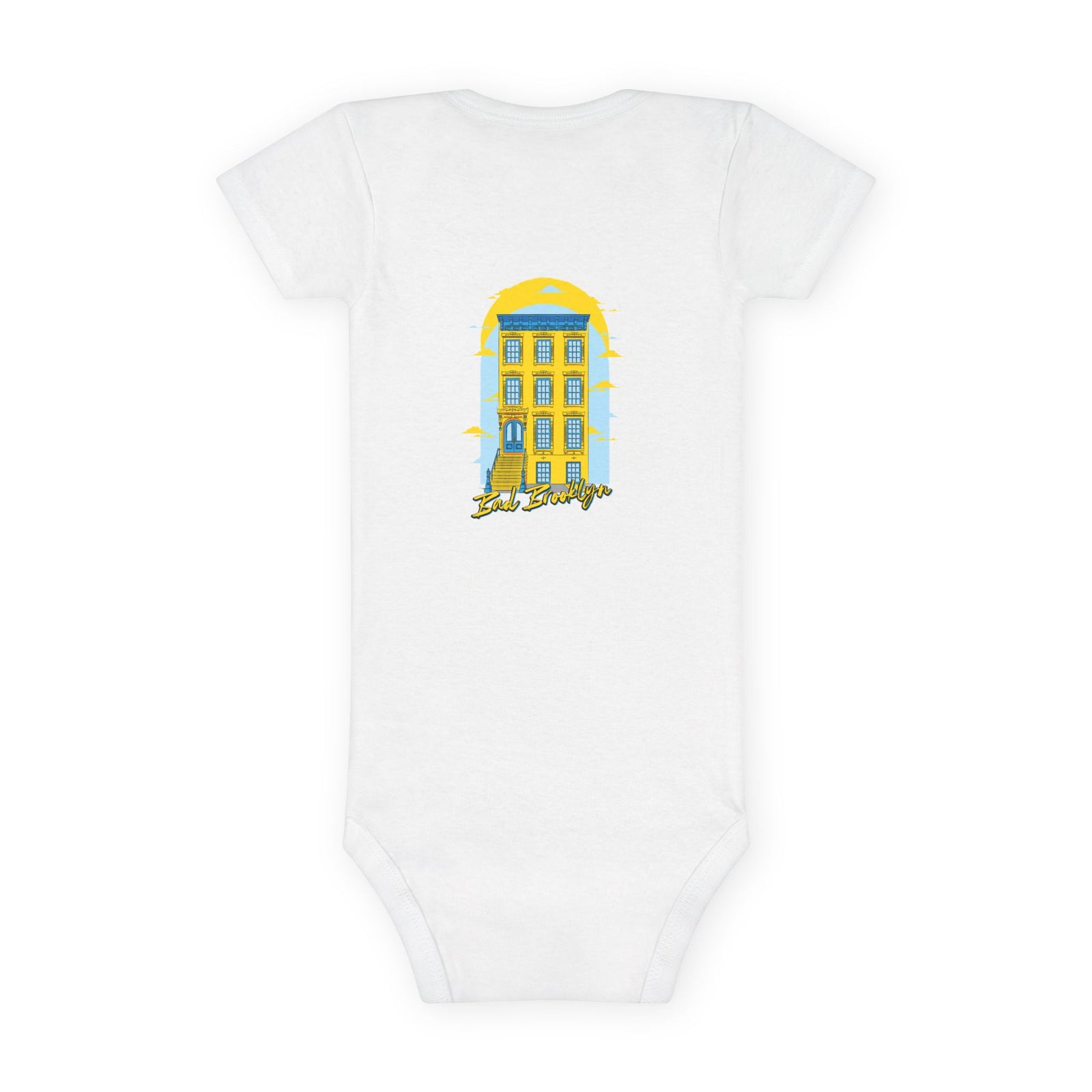 BadBrooklyn Classic Building Short Sleeve Baby Onesie
